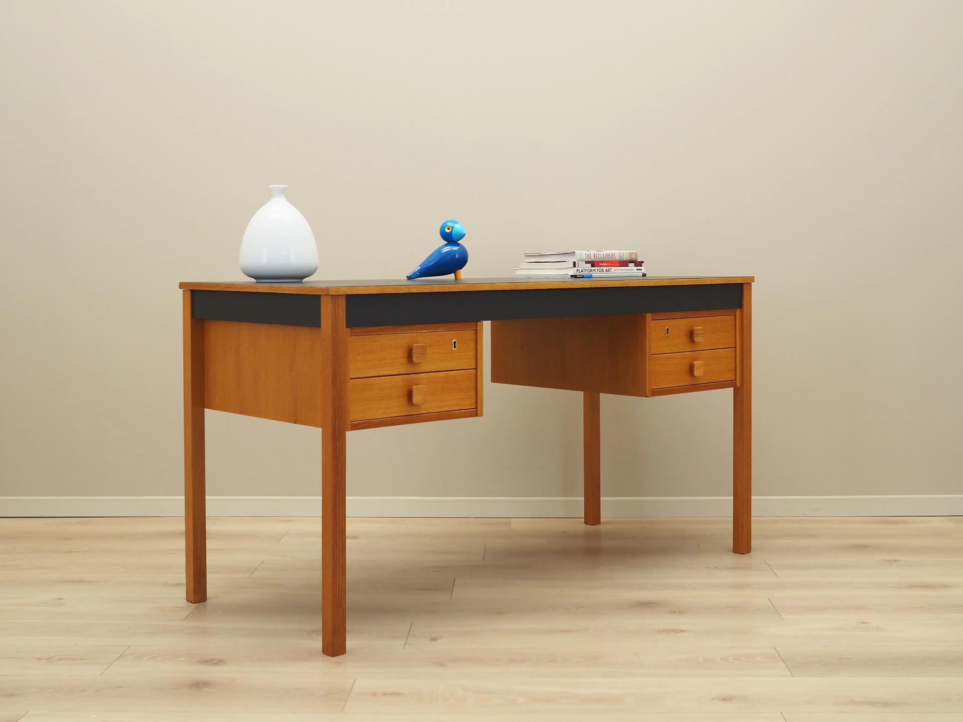 Desk, yellow ash, black ash, Denmark, 1970s - 31073