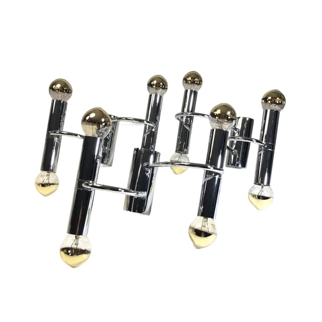 Set of Three Wall Sconces, Space Age, silver chrome-plated brass, Cosack Leuchten, Germany, 1960s. - DIMENSION