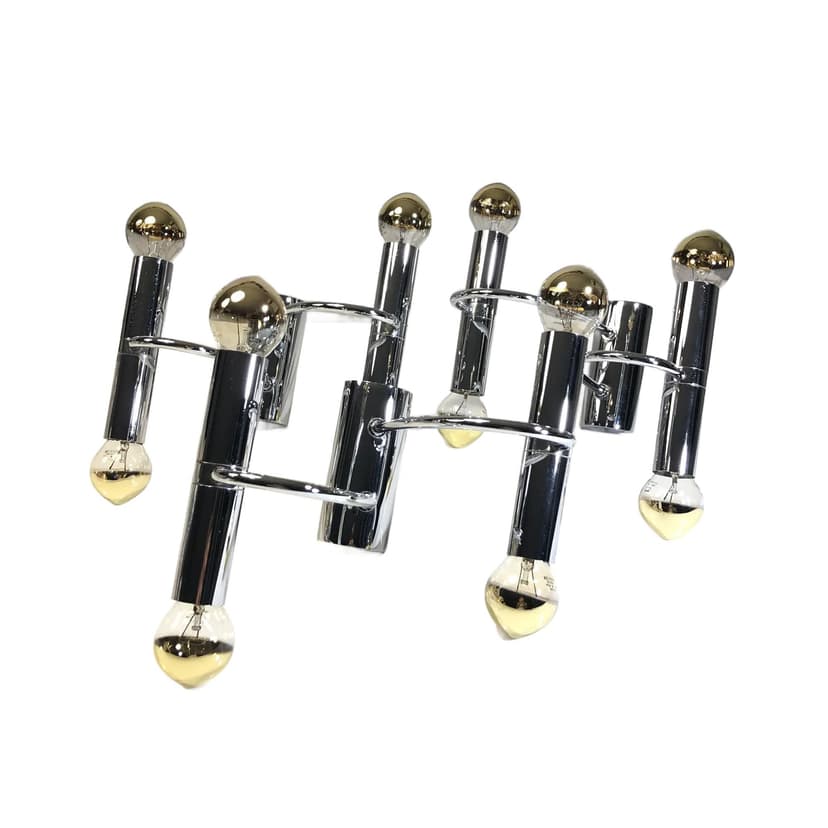 Komplet trzech kinkietów, Space Age, chromowany mosiądz srebrny, Cosack Leuchten, Niemcy, lata 60.