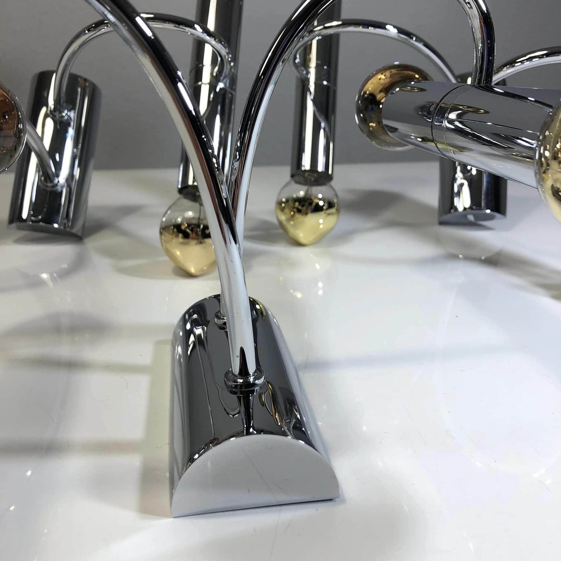 Set of Three Wall Sconces, Space Age, silver chrome-plated brass, Cosack Leuchten, Germany, 1960s. - 31161