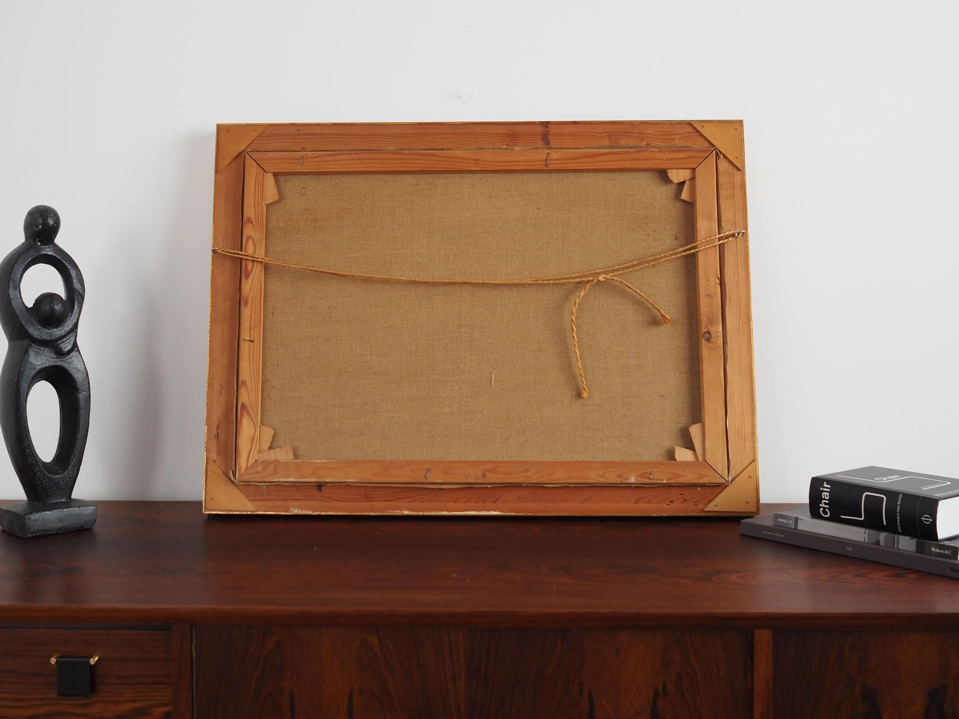 Obraz olejny na płótnie, brąz ciemny, rama drewno, Skandynawia, lata 70. - 31296