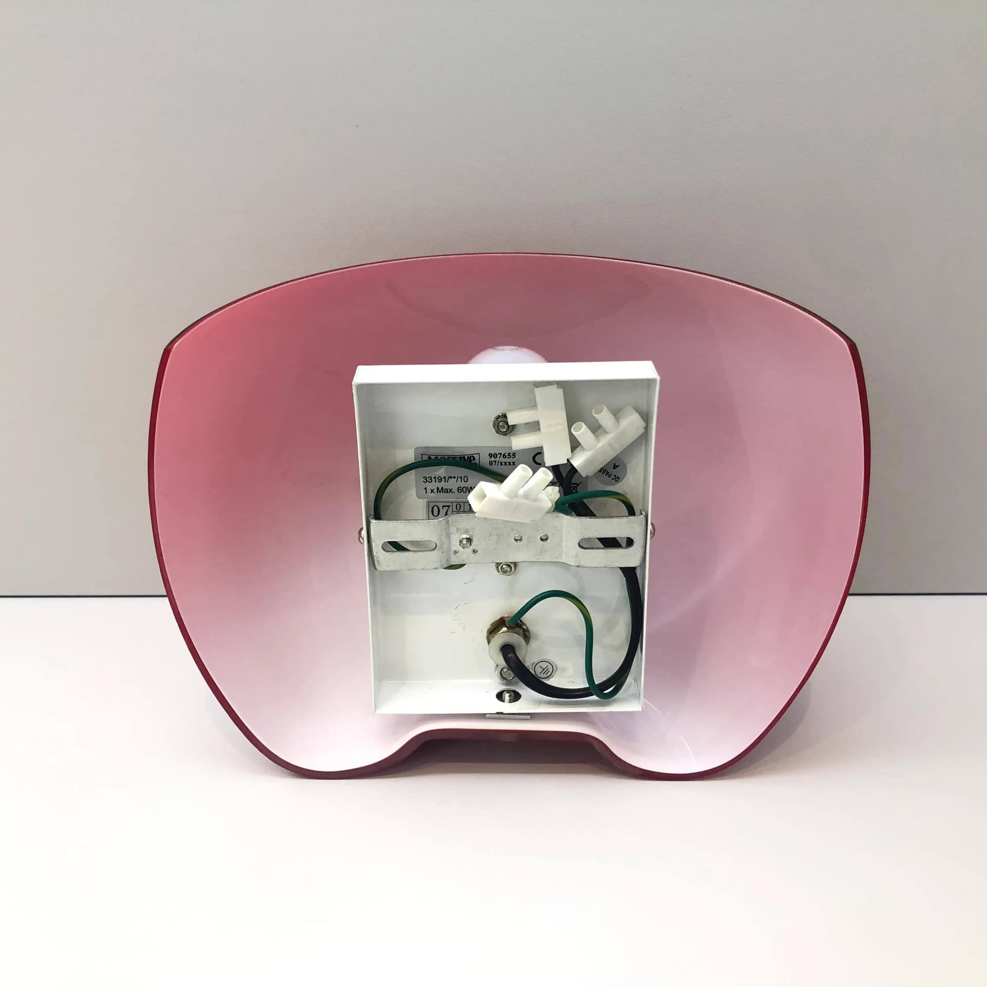 Wall lamp, red glass, metal, Massive, Belgium, 2000s. - 31144