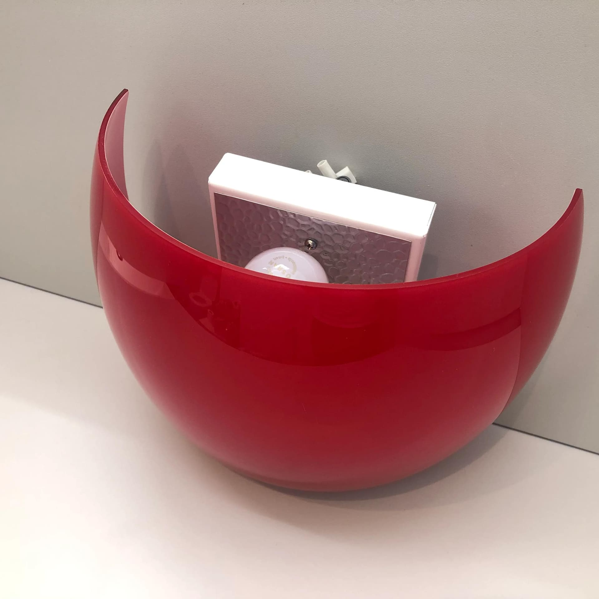 Wall lamp, red glass, metal, Massive, Belgium, 2000s. - 31148