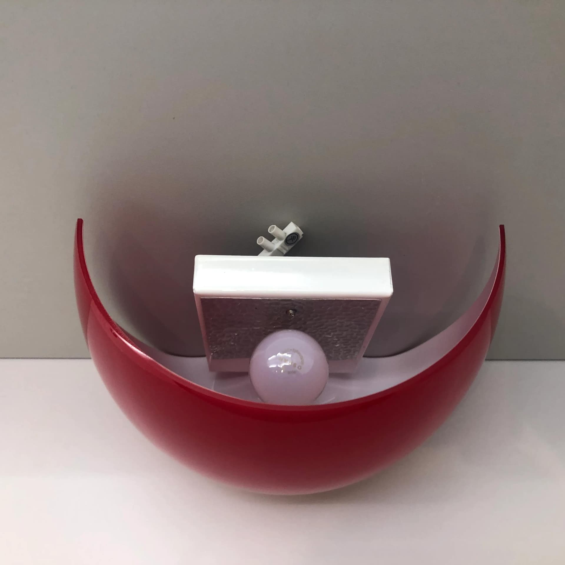 Wall lamp, red glass, metal, Massive, Belgium, 2000s. - 31146