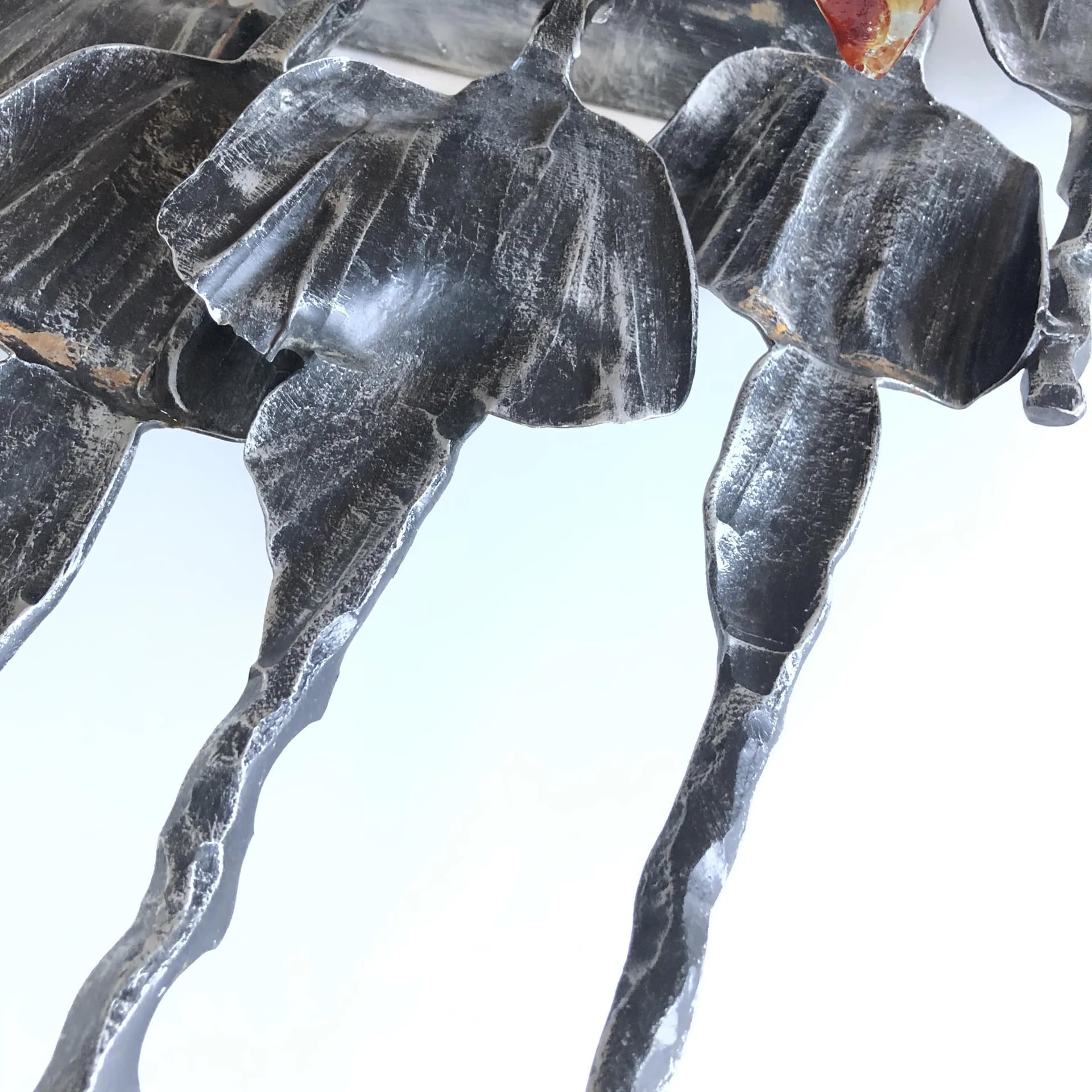 Brutalist wall lamp, grey metal, Murano glass, by T. Ahlström & H. Ehrlich, Sweden, 1960s. - 31362