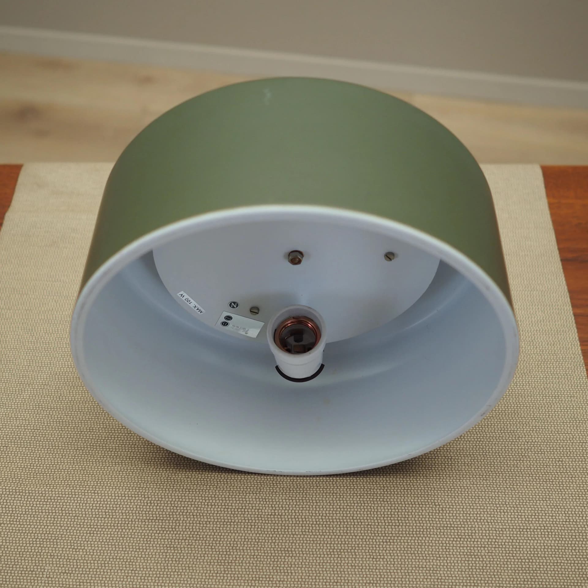 Ceiling lamp, Scandinavian design, green metal, Denmark, 1990s - 31265