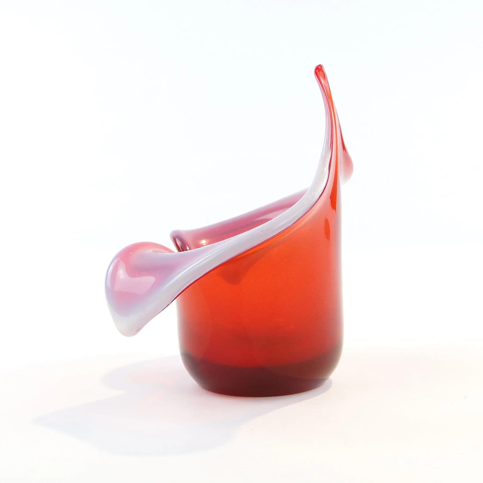 Wazon Kalia, szkło czerwony, proj. J. S. Drost, Ząbkowice, Polska, lata 80. - 31412