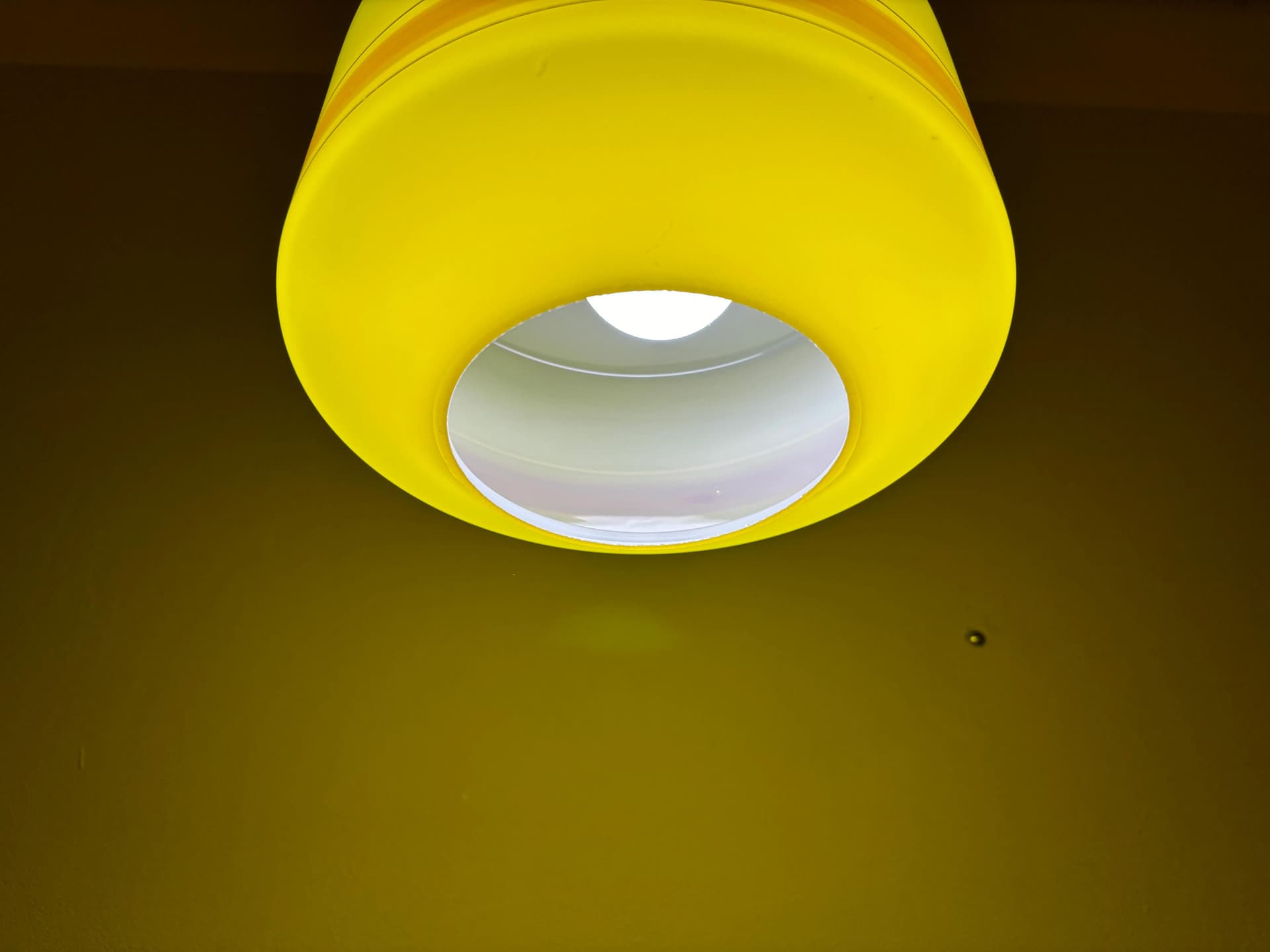 Ceiling lamp, yellow, glass, Poland, 1970s. - 31343