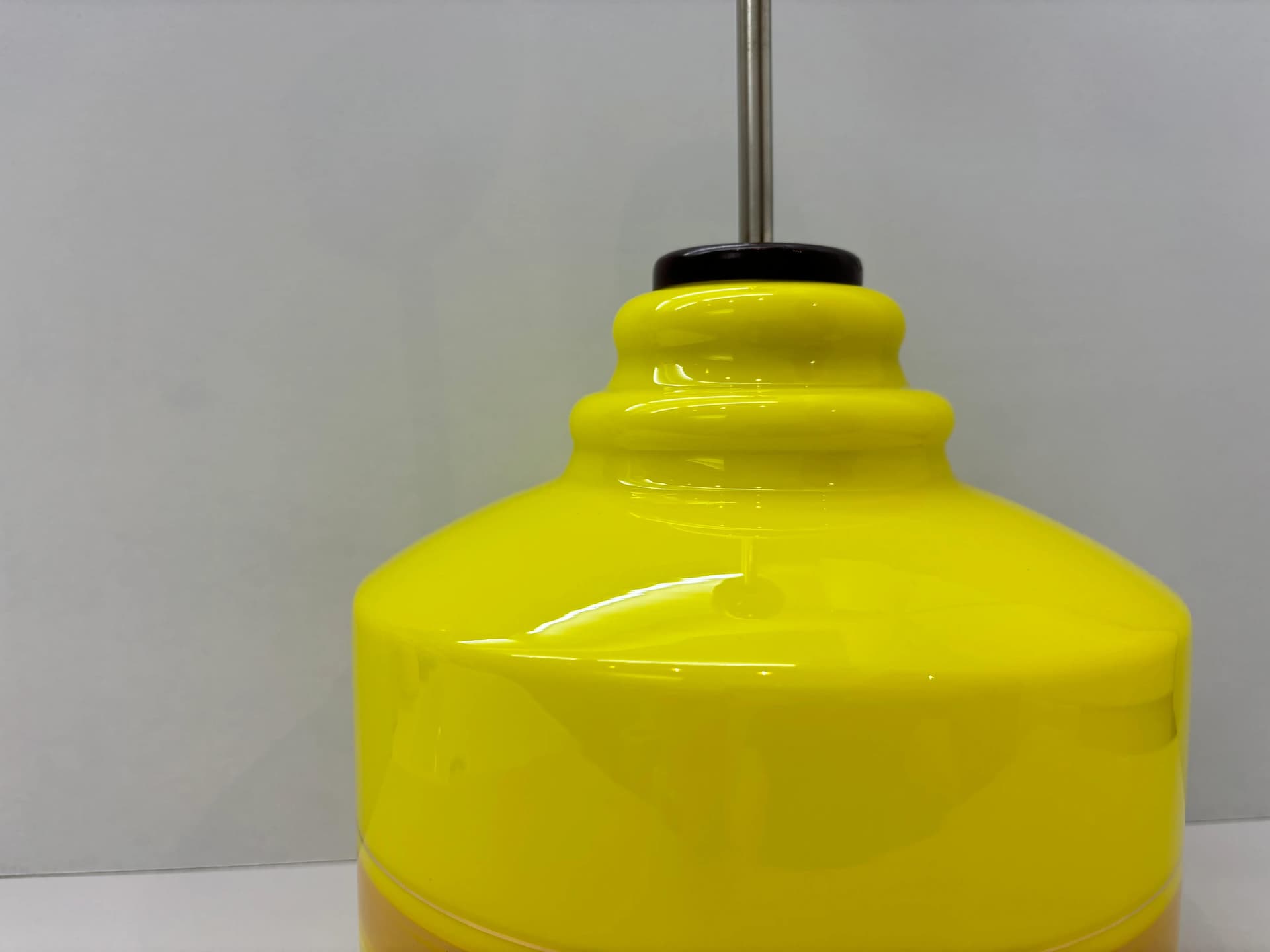 Ceiling lamp, yellow, glass, Poland, 1970s. - 31348