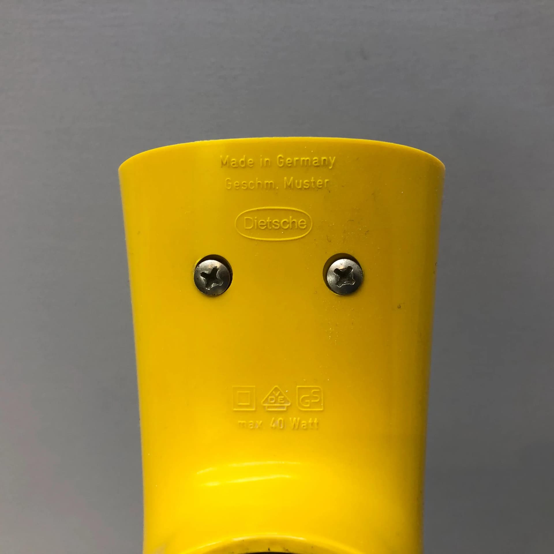 Pair of wall sconces Pop Art, yellow plastic, opal glass, Dietsche, Germany, 1980s. - 31335