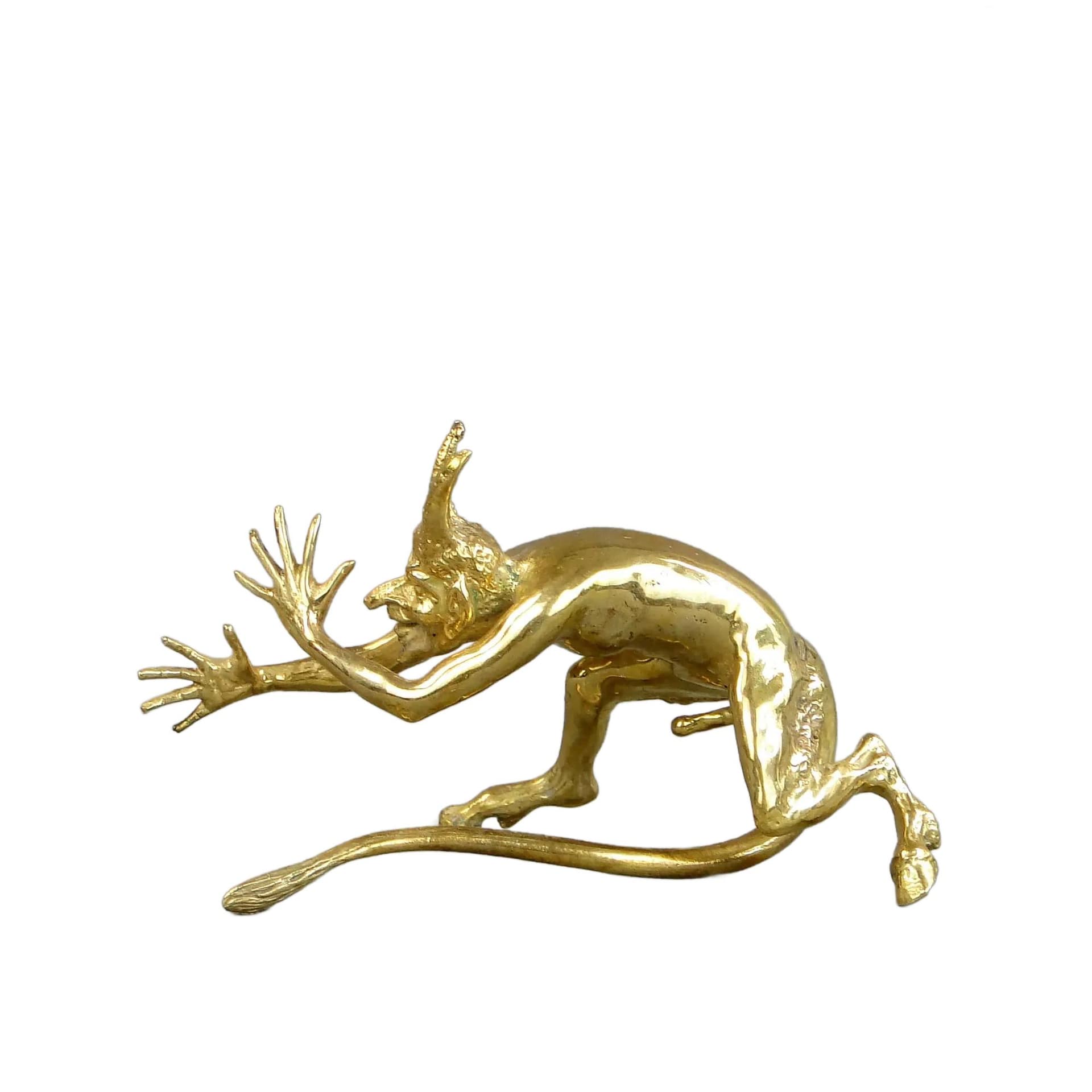 Figurine Dancing Mephisto, Art Nouveau, golden brass, Austria, early 20th c.