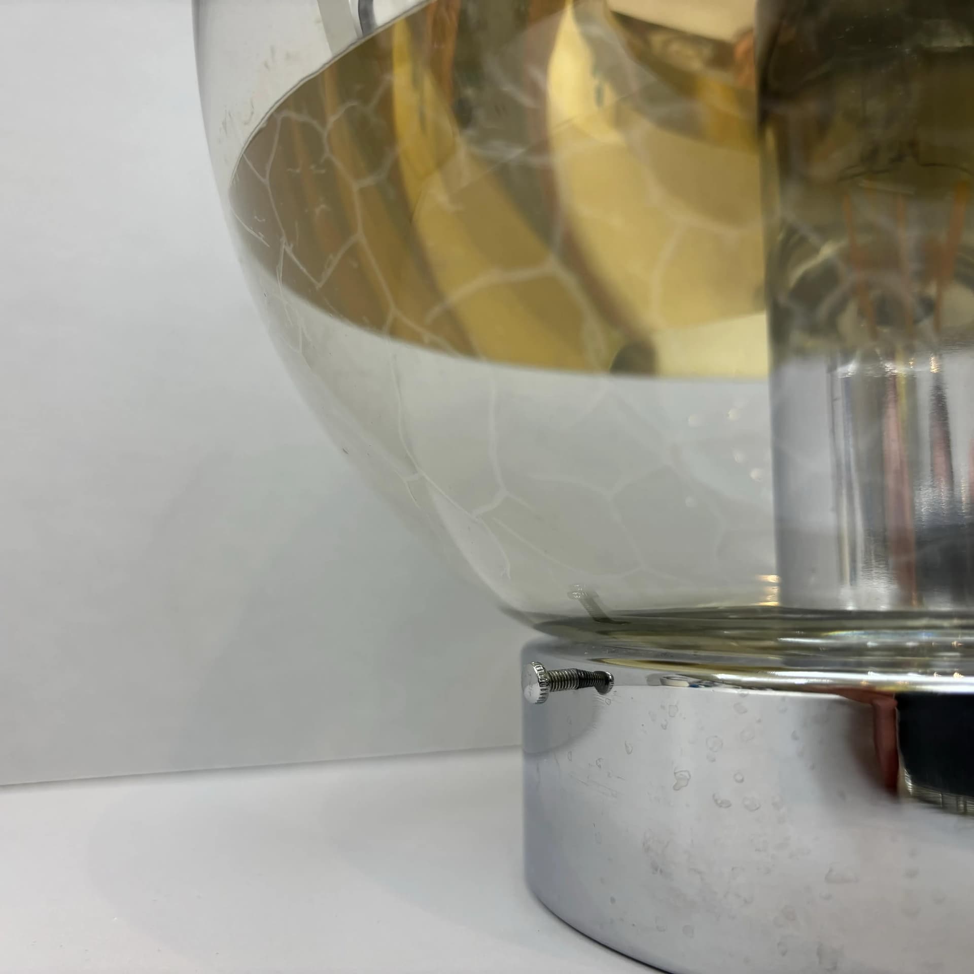 Lampa stołowa Space Age, szkło szare, metal chromowany, Hoffmeister Leuchten, Niemcy, lata 70. - 31327