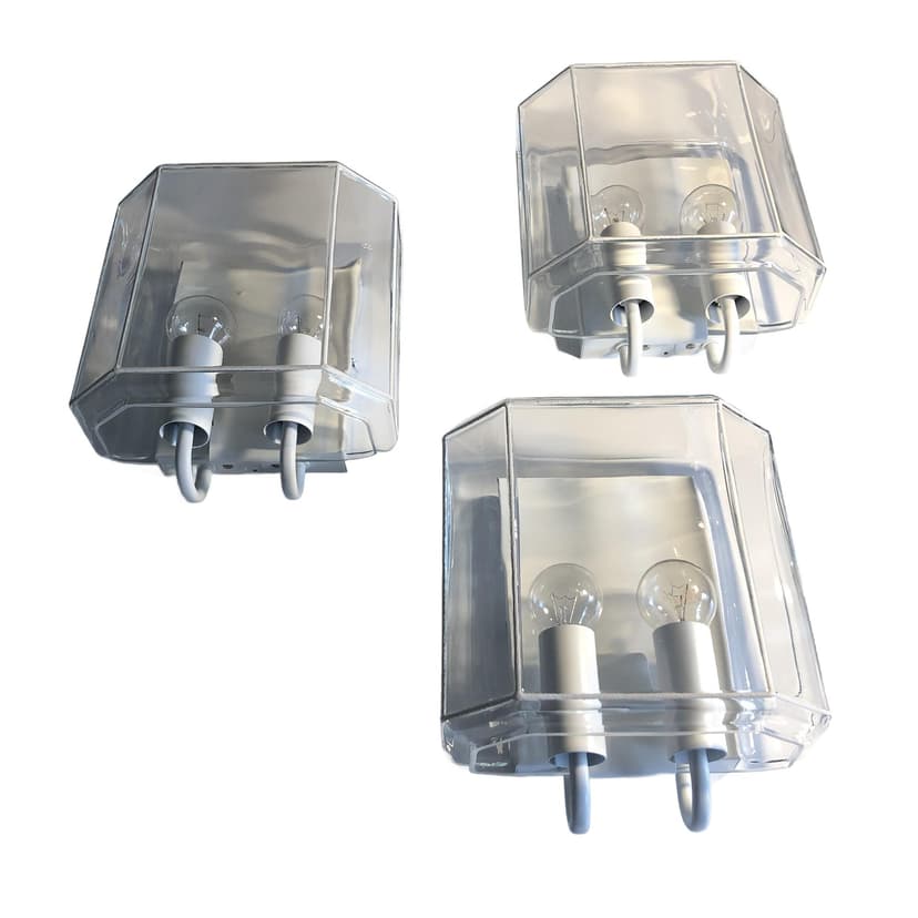 Komplet trzech kinkietów, transparent szkło, Limburg, Niemcy, lata 80.