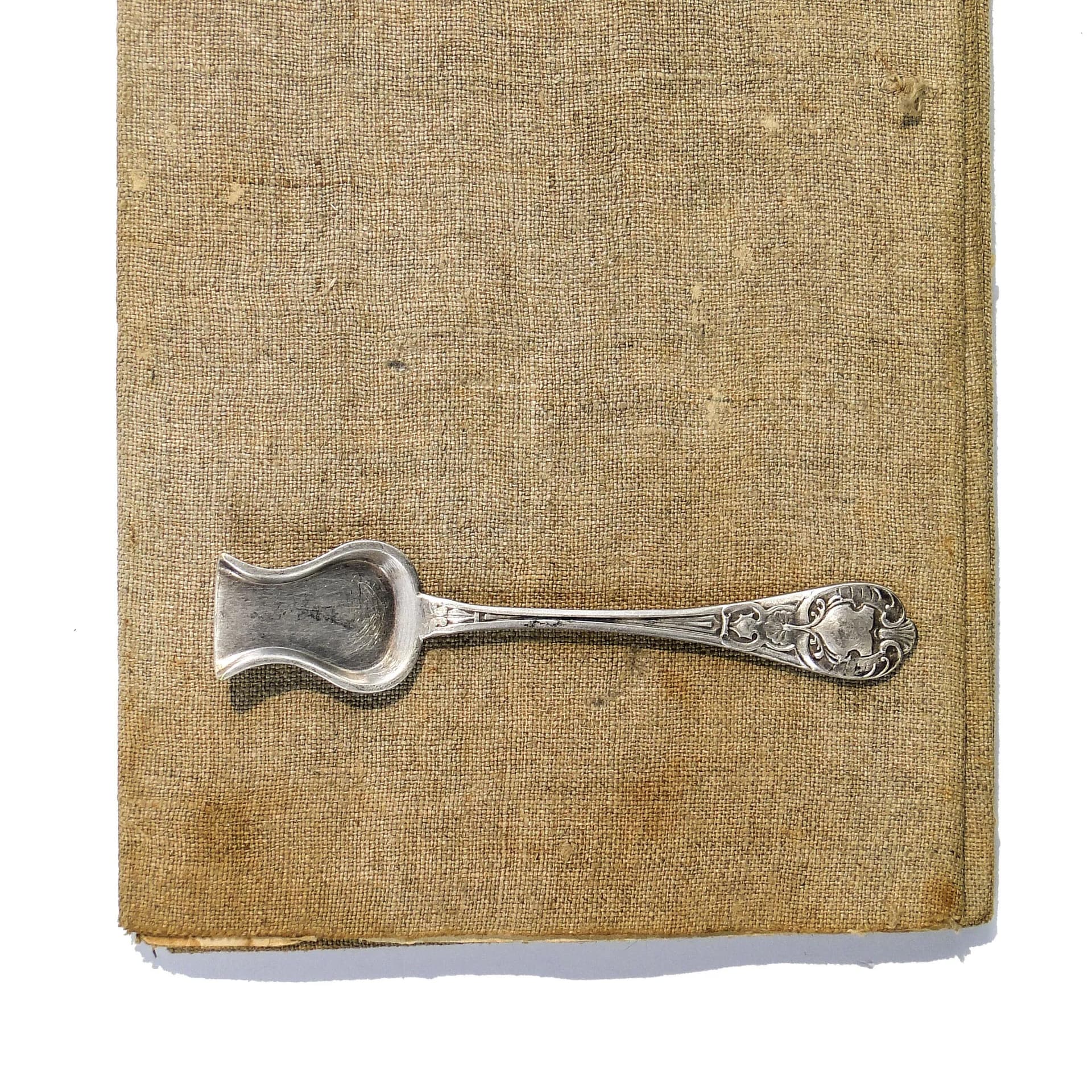 Łyżeczka do soli, secesja, mosiądz srebrzony srebrny, Fraget, Polska, XIX w. - 31367