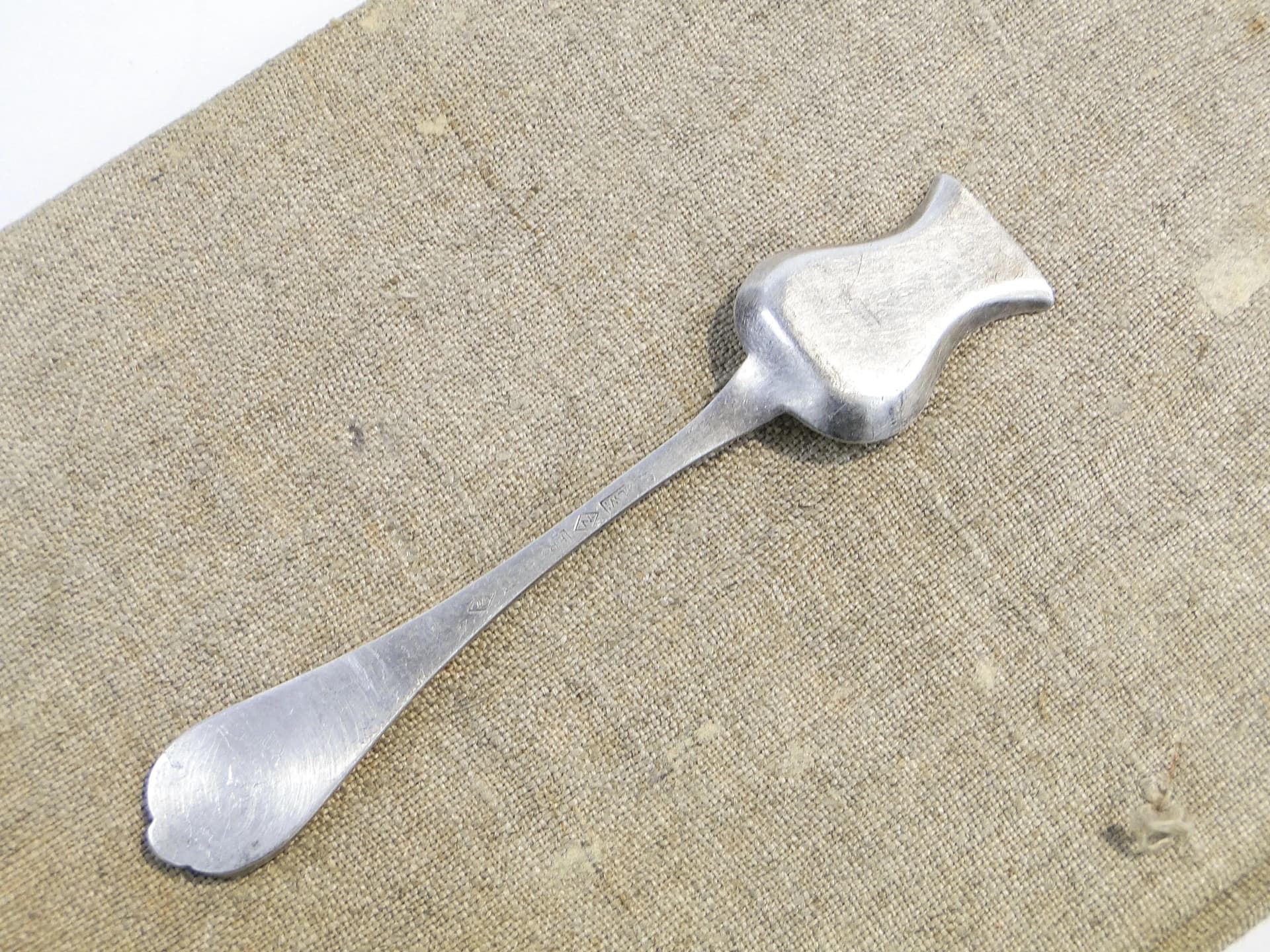 Łyżeczka do soli, secesja, mosiądz srebrzony srebrny, Fraget, Polska, XIX w. - 31371