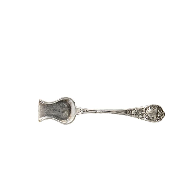 Salt spoon, Art Nouveau, silver-plated brass silver, Fraget, Poland, 19th c.