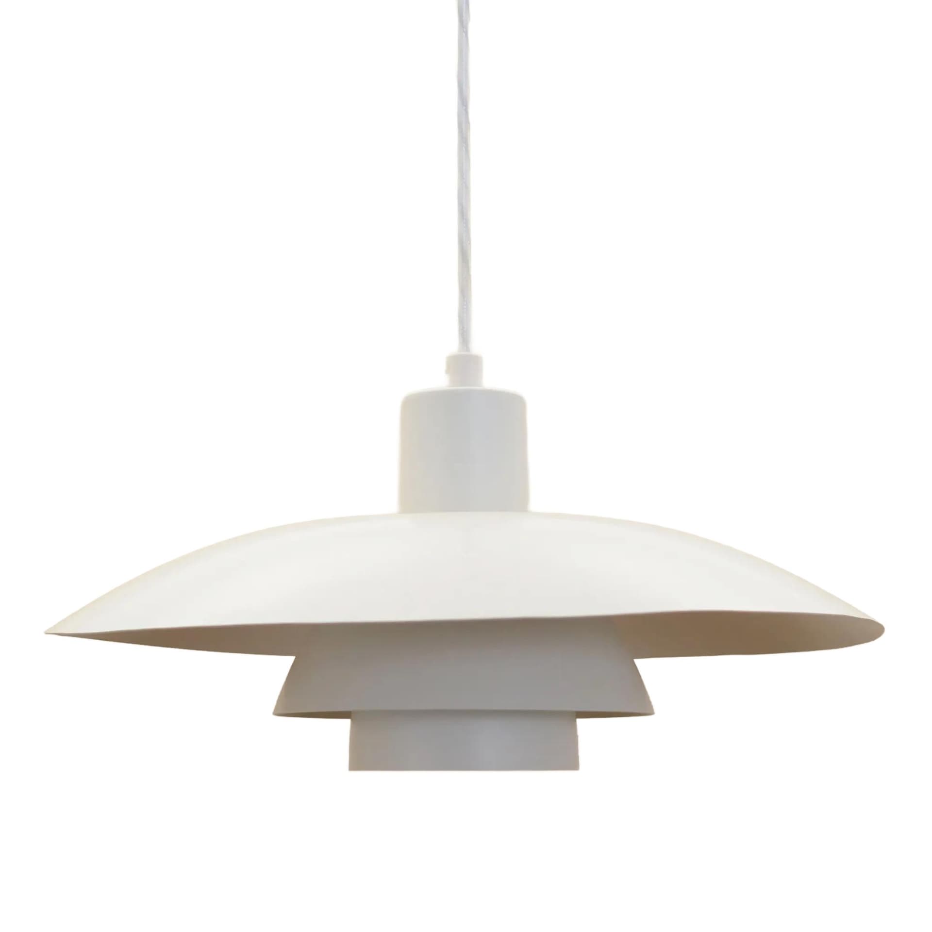 Pendant lamp PH 4/3, white metal, by P. Henningsen, Louis Poulsen, Denmark, 1960s.