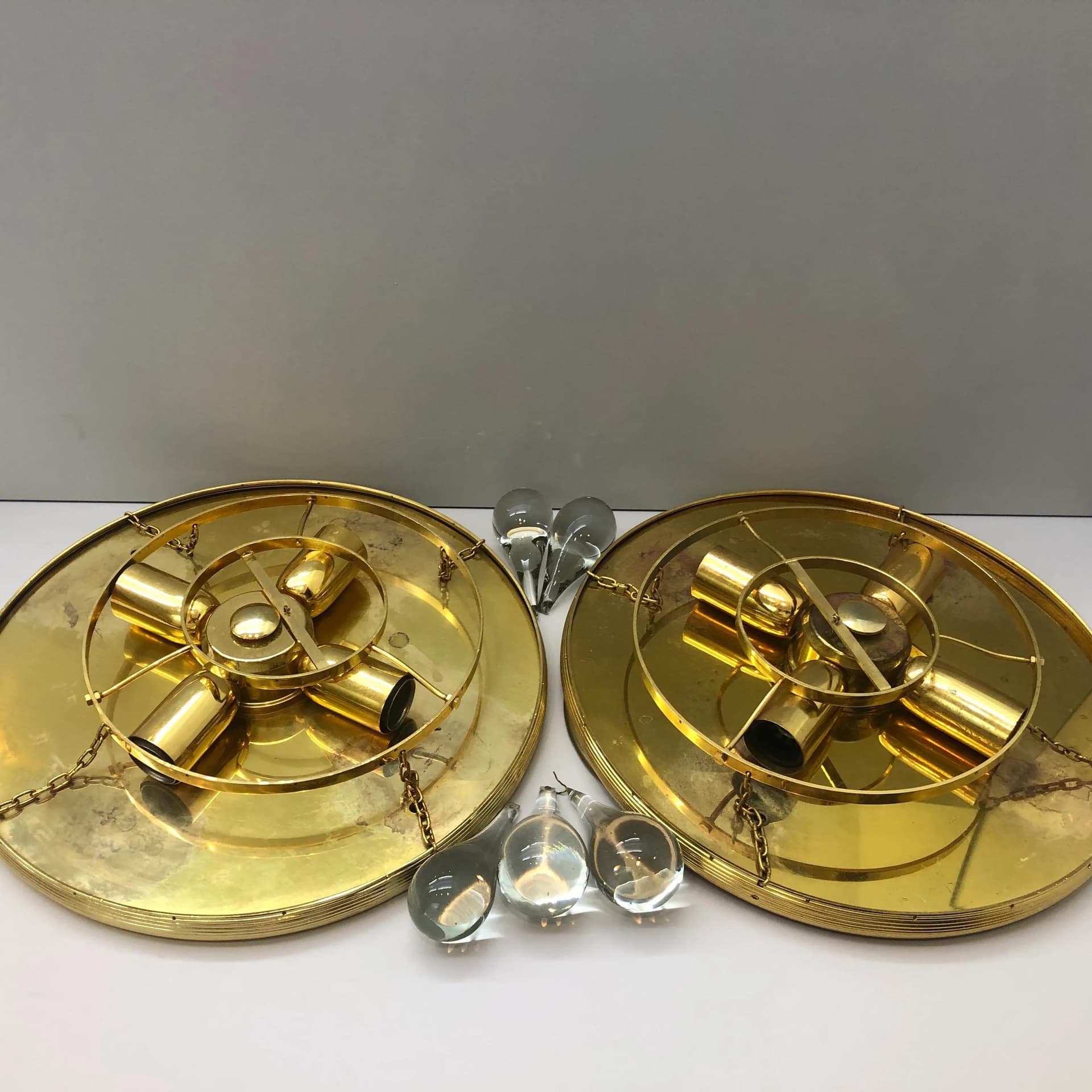 Gilded Brass Ceiling Lamp with Murano Glass Drops, by C. Palme, Germany, 1970s - 31528