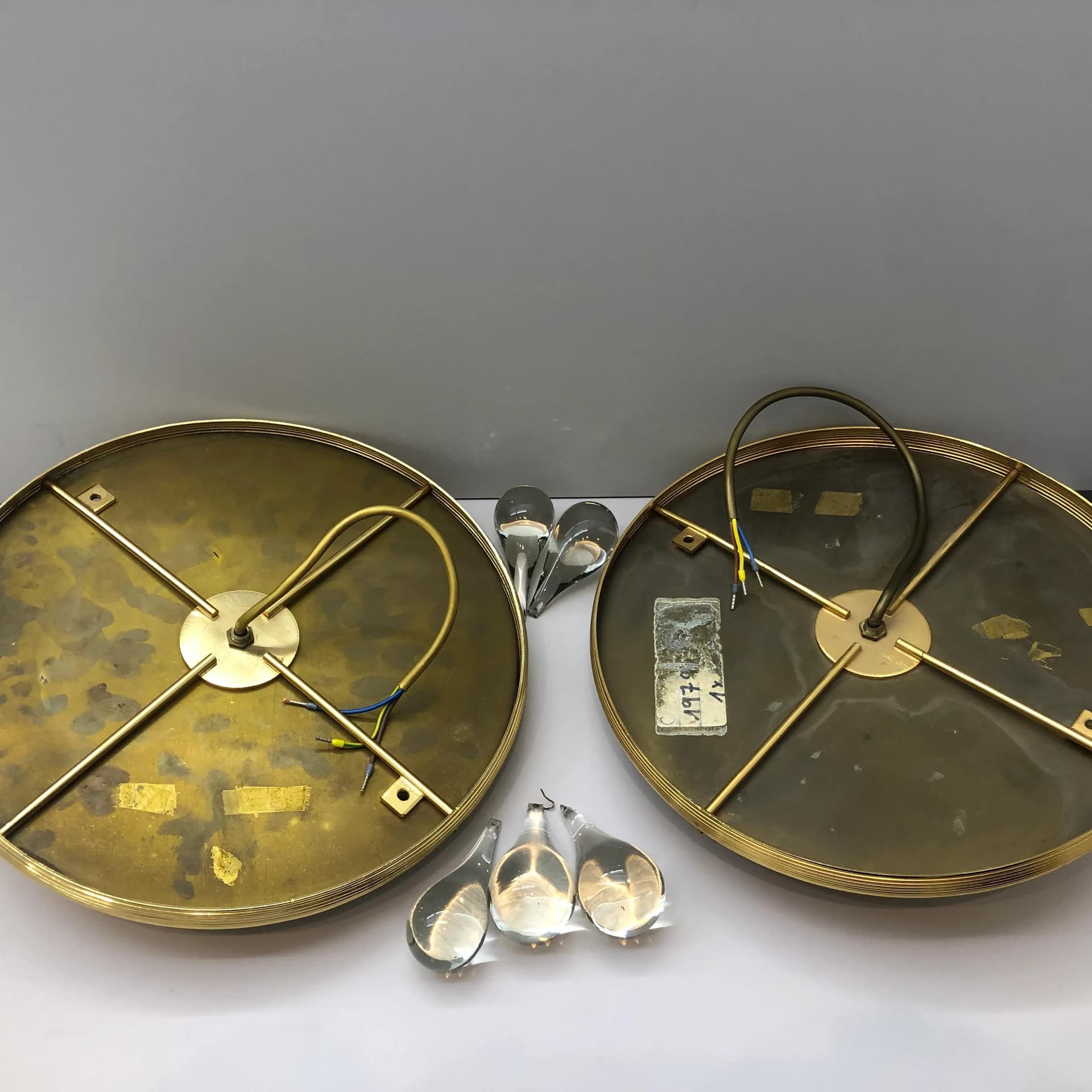 Gilded Brass Ceiling Lamp with Murano Glass Drops, by C. Palme, Germany, 1970s - 31529