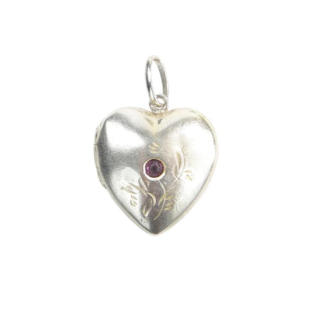 Sekretnik serce, srebro, ametyst, Litwa, lata 60. - WYMIARY