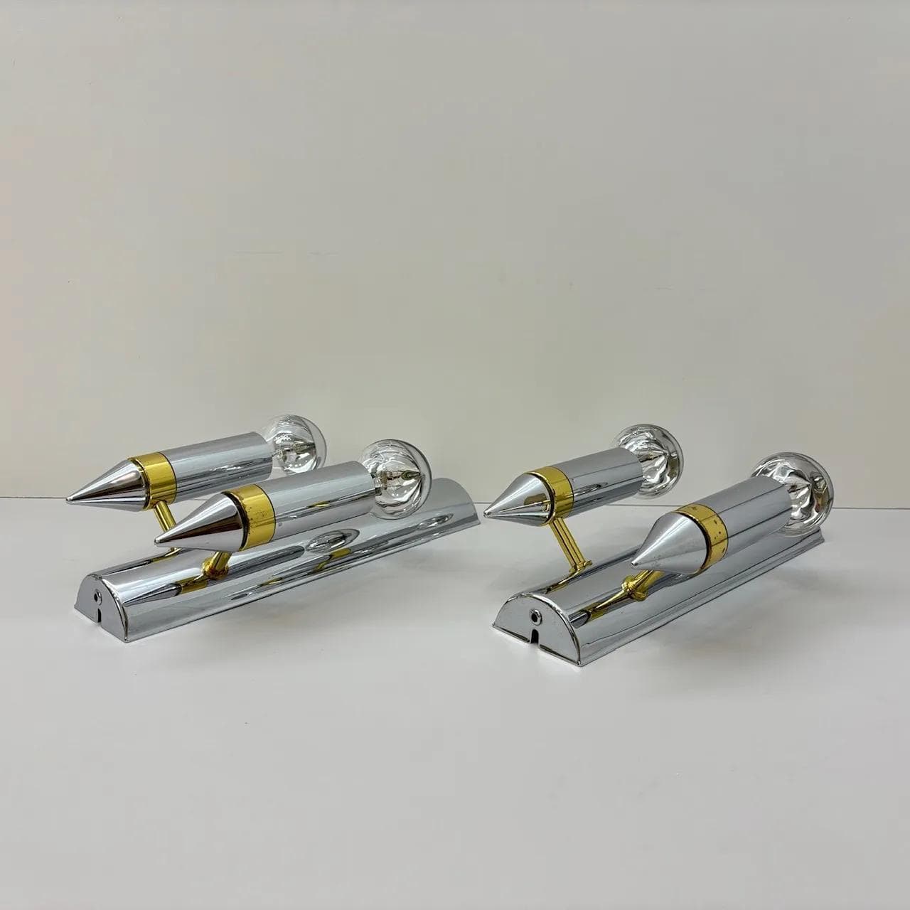 Para kinkietów Art Deco, metal srebrny, TZ Schmitz Leuchten, Niemcy, lata 70. - 31502