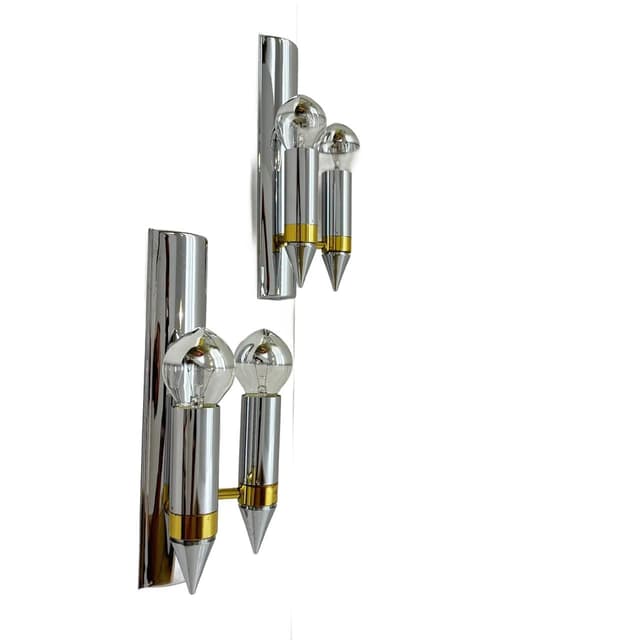 Para kinkietów Art Deco, metal srebrny, TZ Schmitz Leuchten, Niemcy, lata 70. - WYMIARY