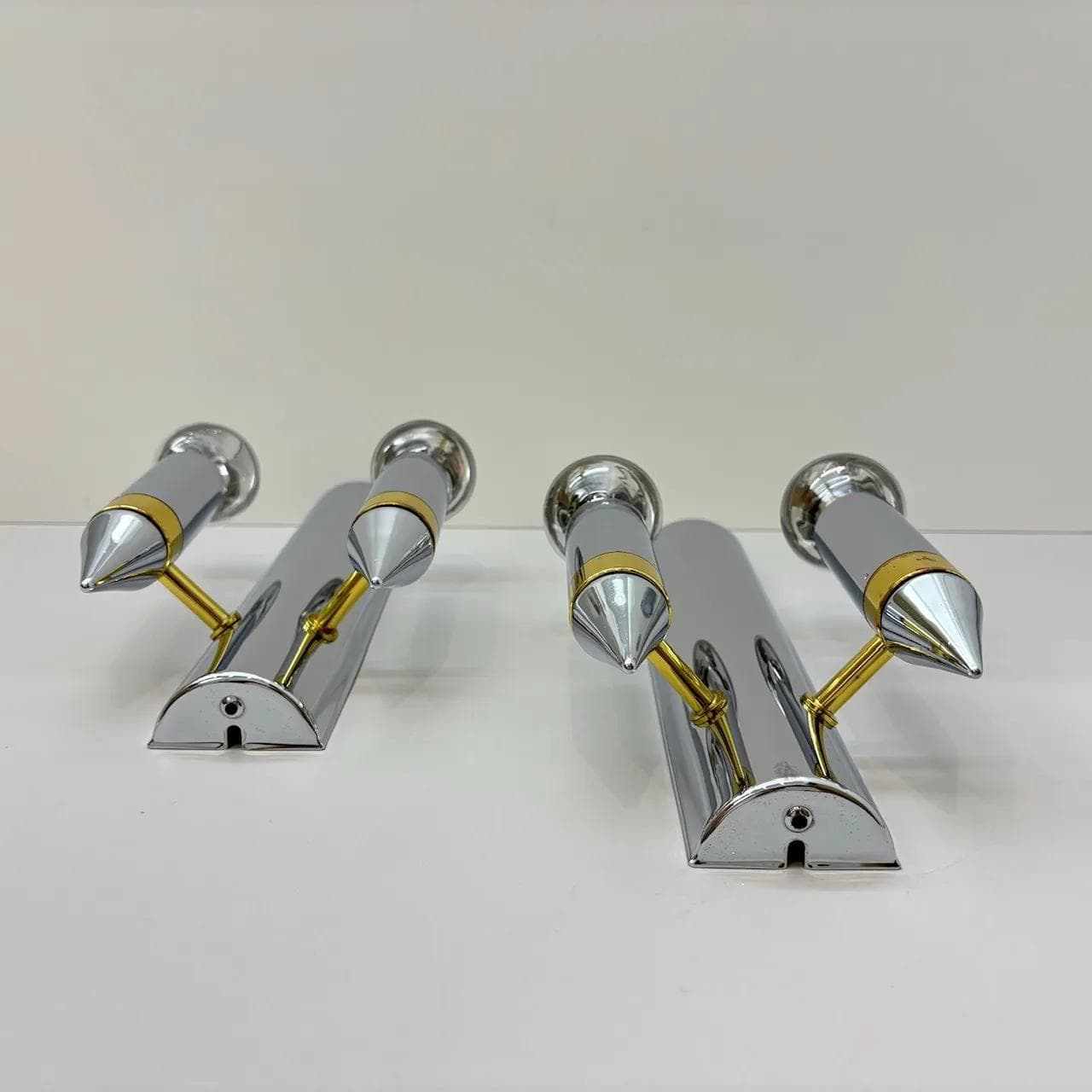 Para kinkietów Art Deco, metal srebrny, TZ Schmitz Leuchten, Niemcy, lata 70. - 31503