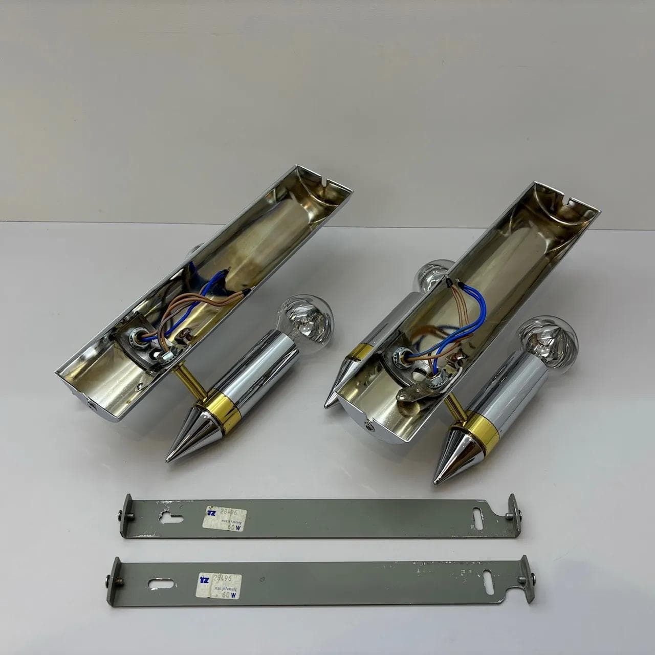 Para kinkietów Art Deco, metal srebrny, TZ Schmitz Leuchten, Niemcy, lata 70. - 31501