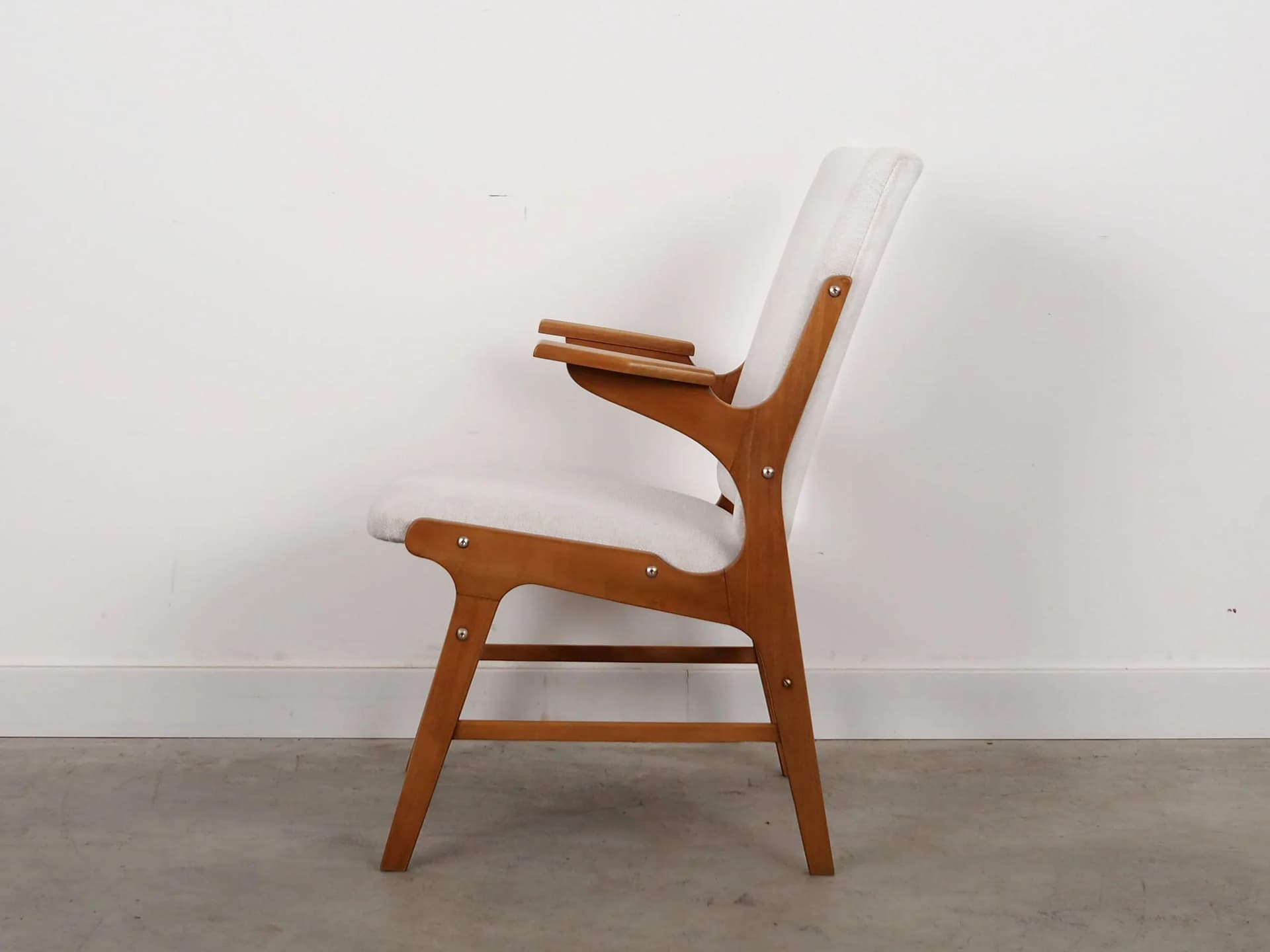 Armchair, beech white, by A. Hovmand-Olsen, Denmark, 1960s. - 31595