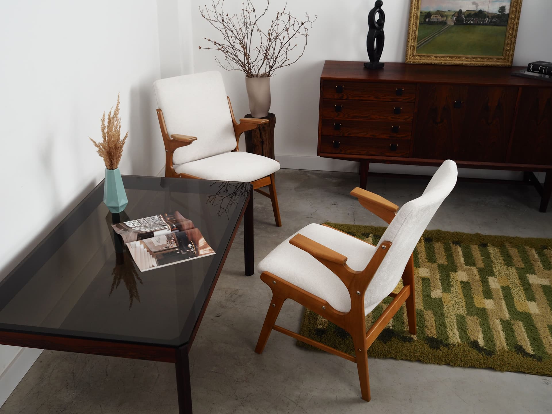 Armchair, beech white, by A. Hovmand-Olsen, Denmark, 1960s. - 64249