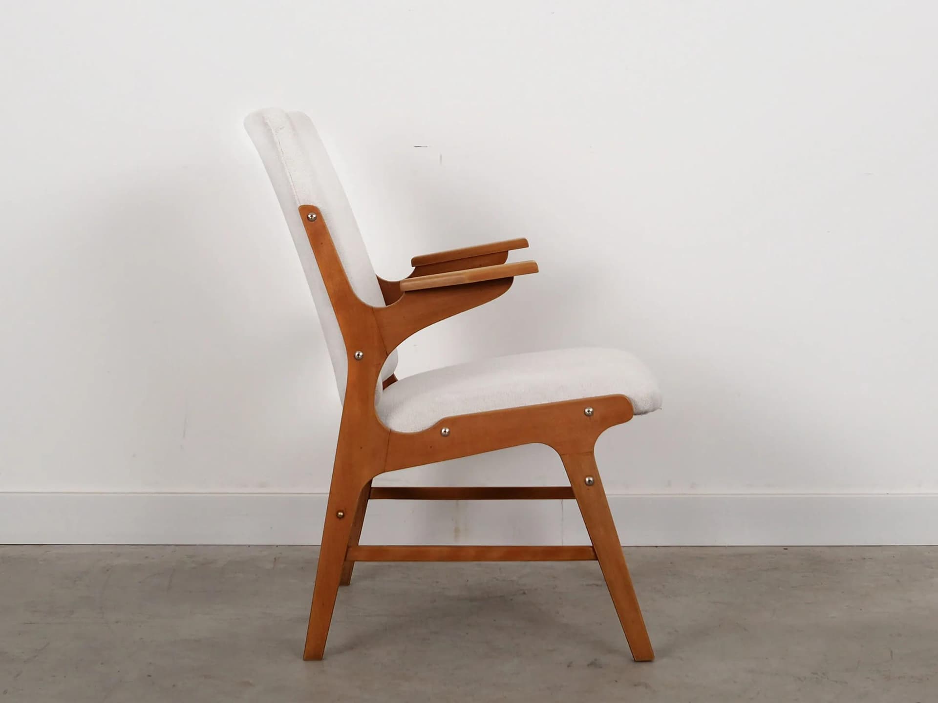 Armchair, beech white, by A. Hovmand-Olsen, Denmark, 1960s. - 31597