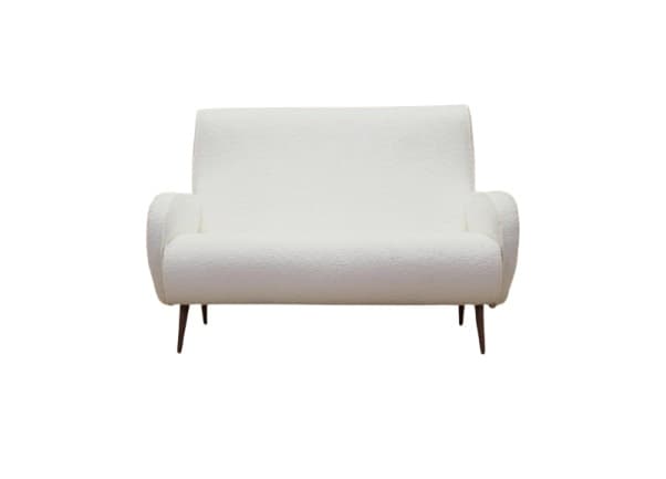 Sofa, biała, tkanina, drewno, Włochy, lata 70.