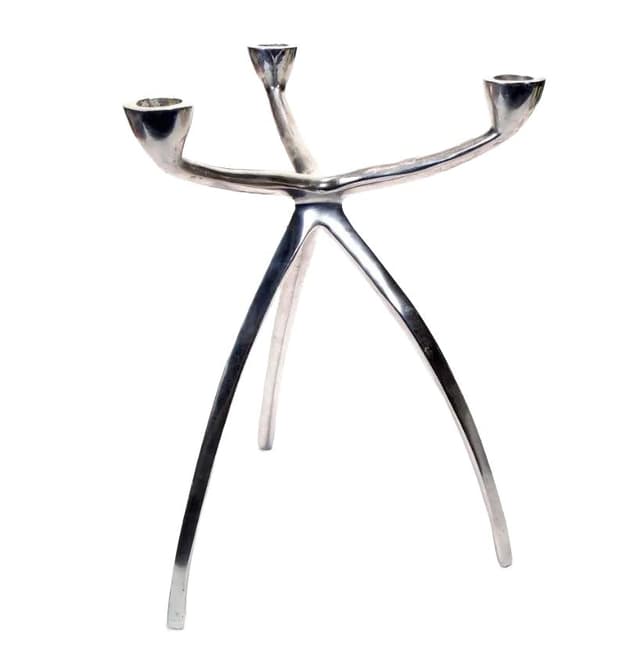 Świecznik Alu, aluminium srebrny, proj. M. Hilton, Wielka Brytania, lata 80. - WYMIARY