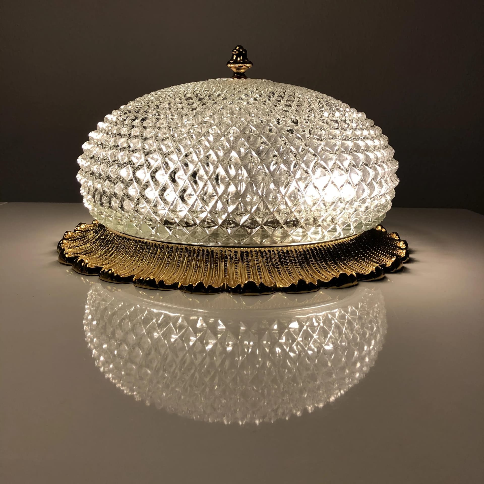 Plafon, złoty, mosiądz szkło, Glashutte Limburg, Niemcy, lata 80. - 31921