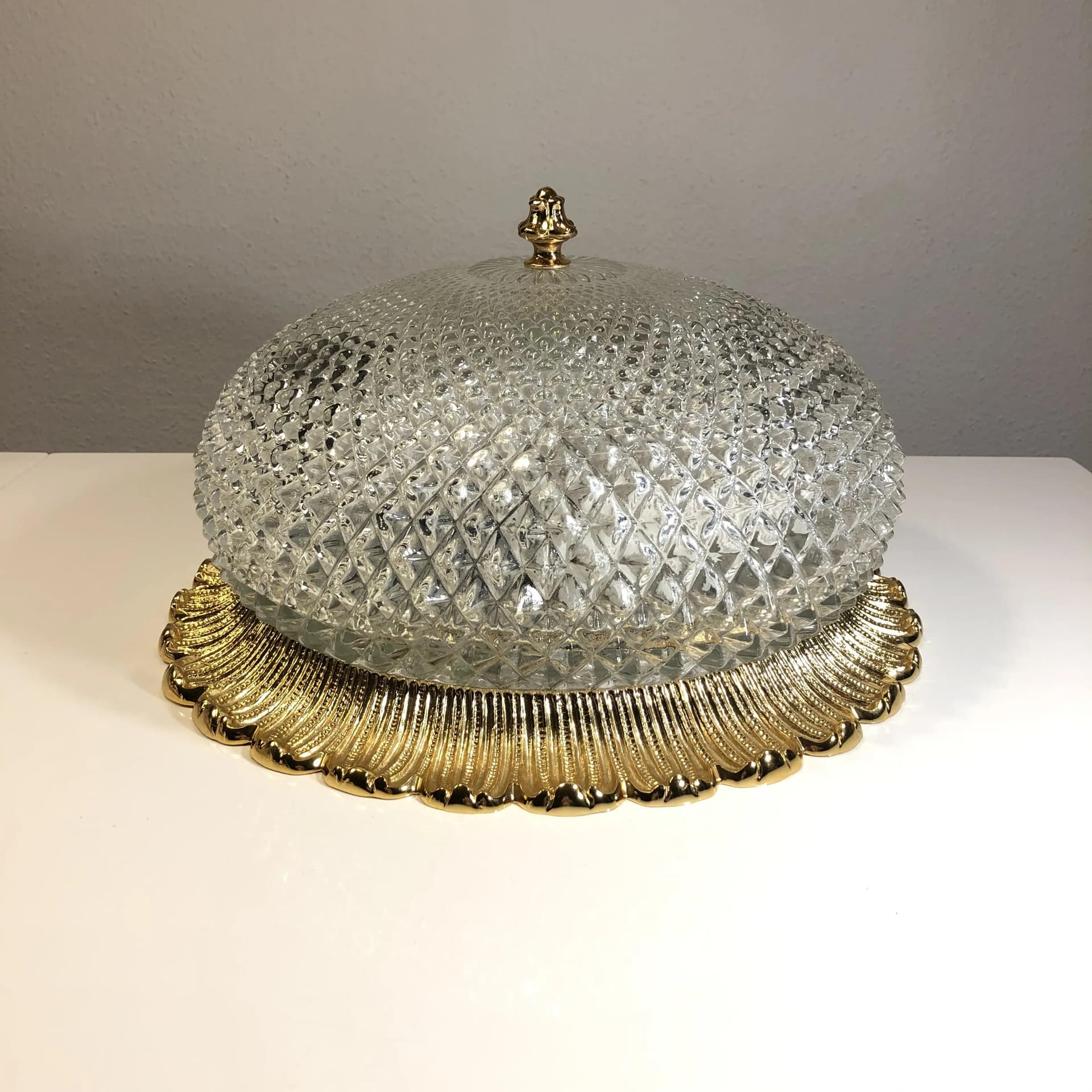 Plafon, złoty, mosiądz szkło, Glashutte Limburg, Niemcy, lata 80. - 31925