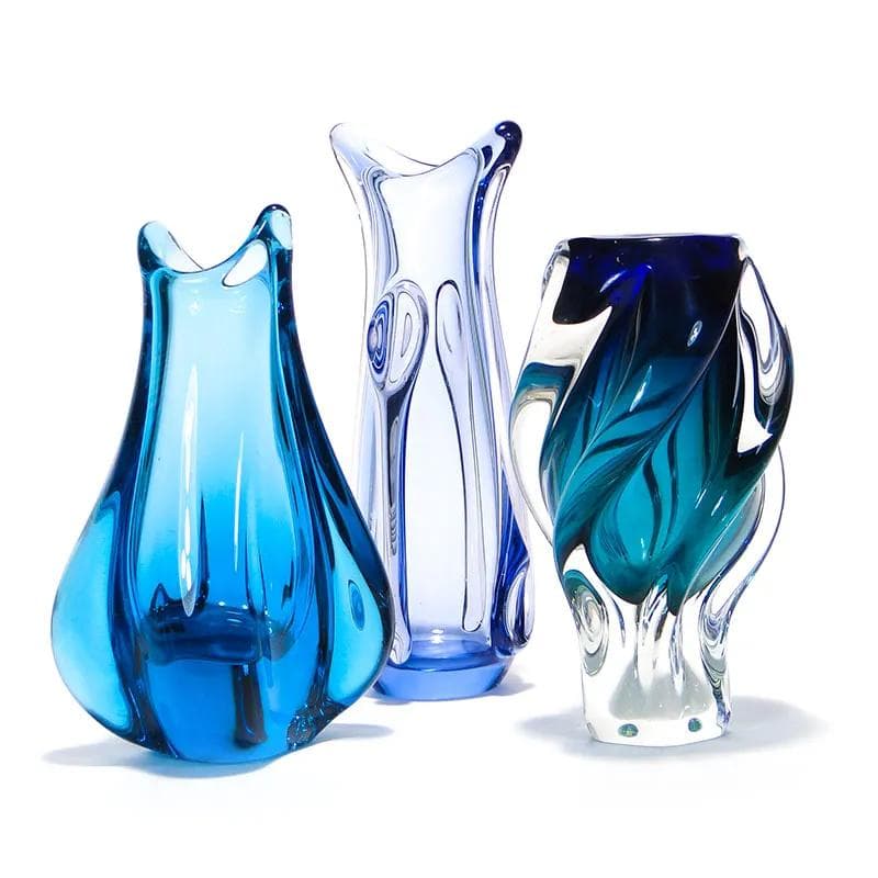 Wazon, szkło błękitny, proj. J. Beranek, Skrdlovice, Czechosłowacja, lata 60. - 31707