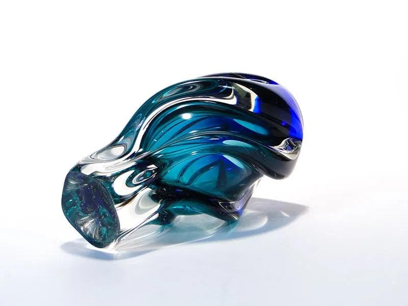 Wazon, szkło błękitny, proj. J. Beranek, Skrdlovice, Czechosłowacja, lata 60. - 31706