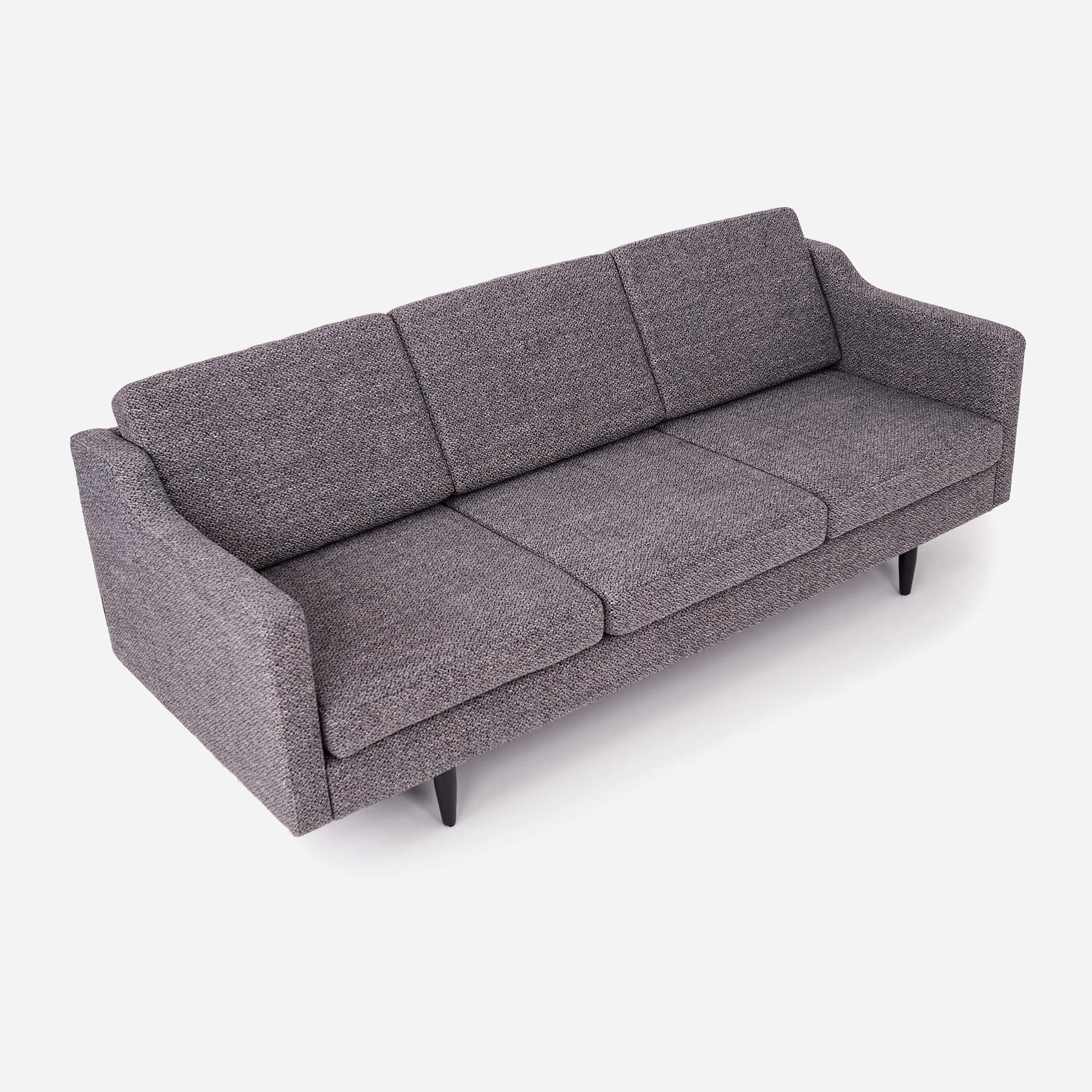 Sofa Bodo, popielaty melanż, tkanina, drewno, Polska, lata 90. - 31804