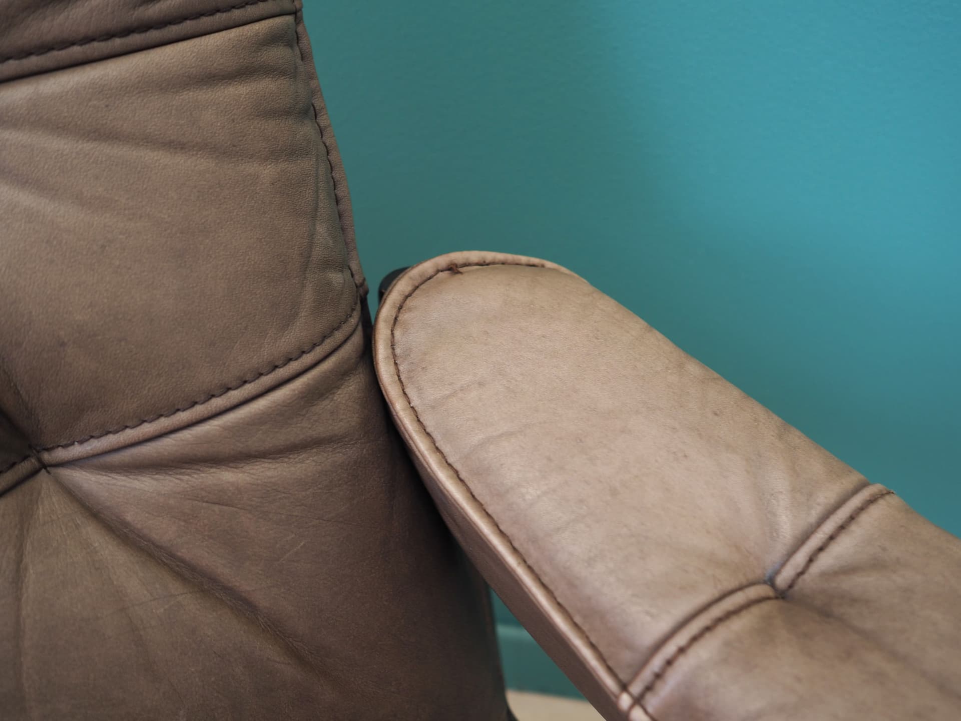 Armchair, brown leather, brown beech, Genega Møbler, Denmark, 1960s - 64221