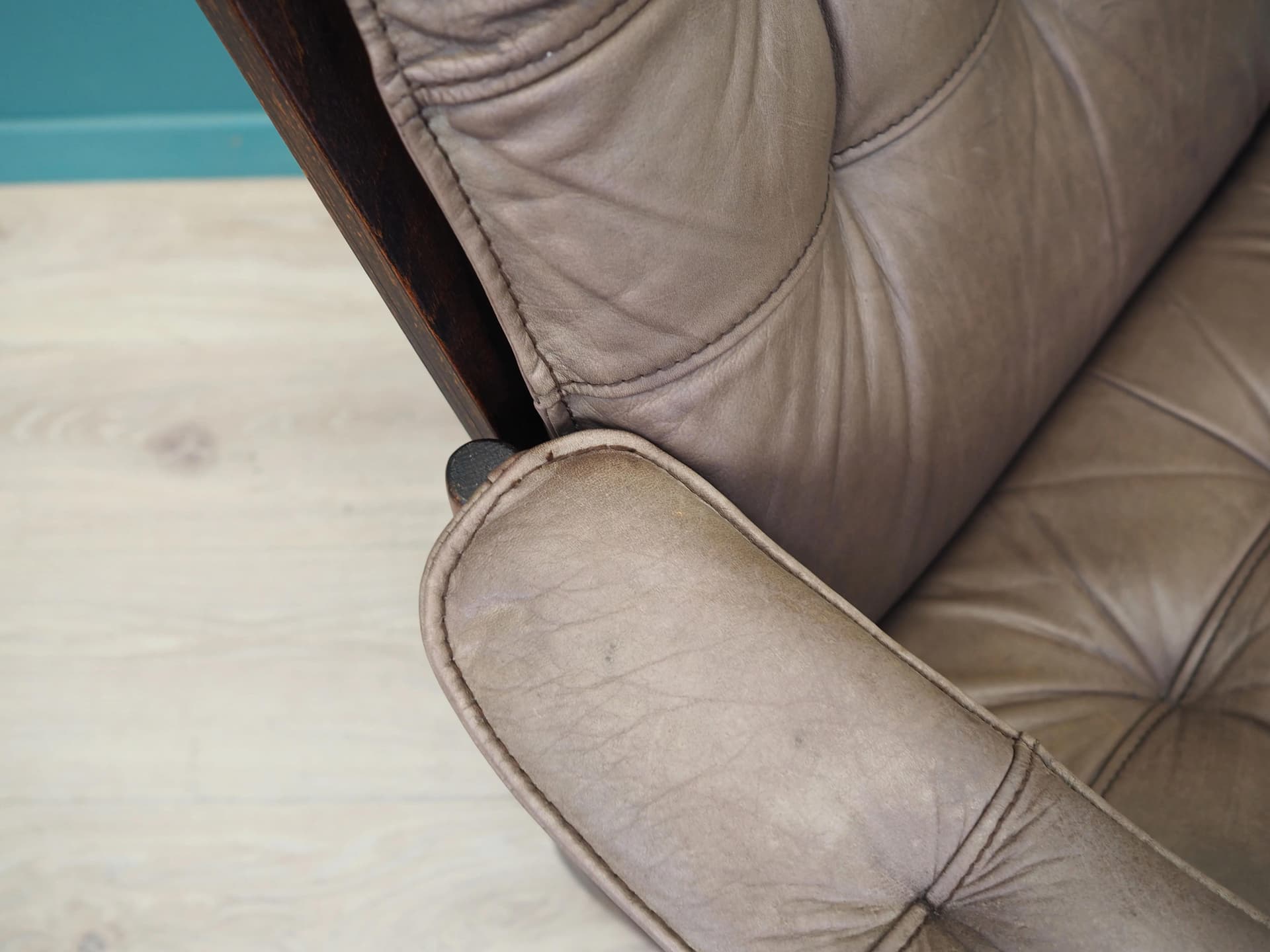 Armchair, brown leather, brown beech, Genega Møbler, Denmark, 1960s - 31774
