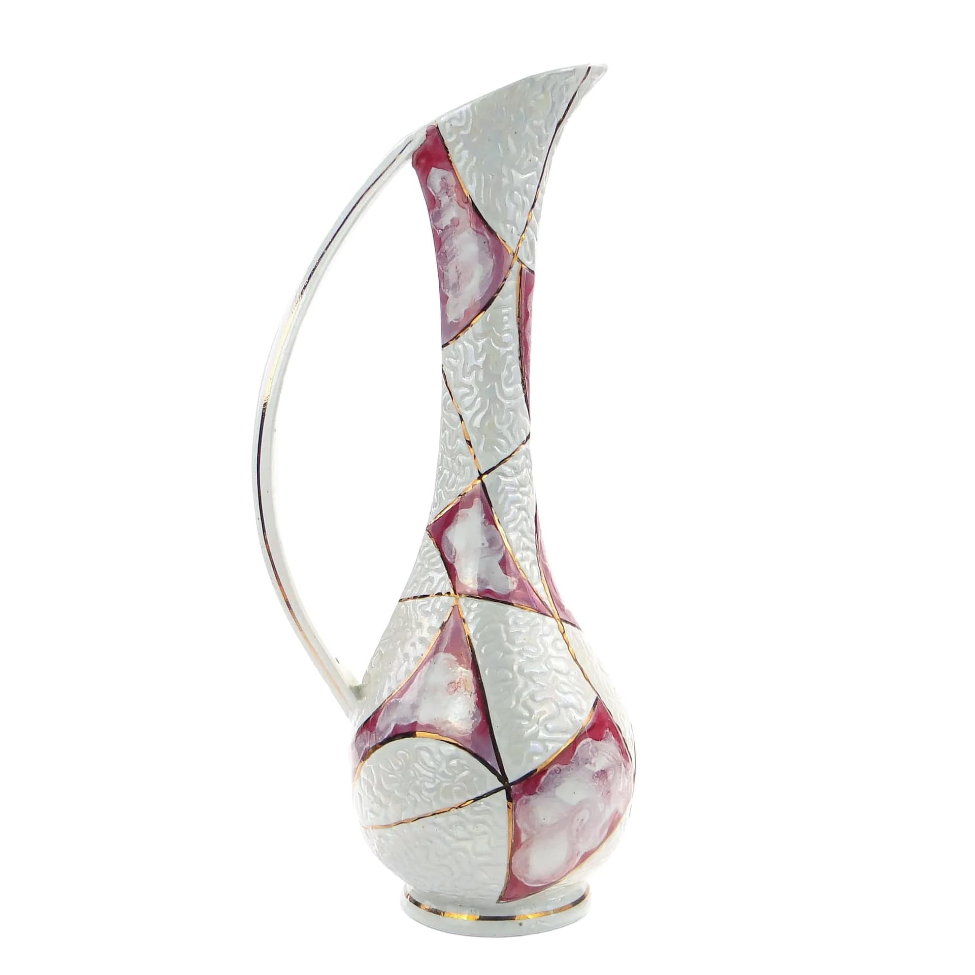 Jug Pop-Art, white, porcelain, by Z. Buksowicz, Poland, 1960s.