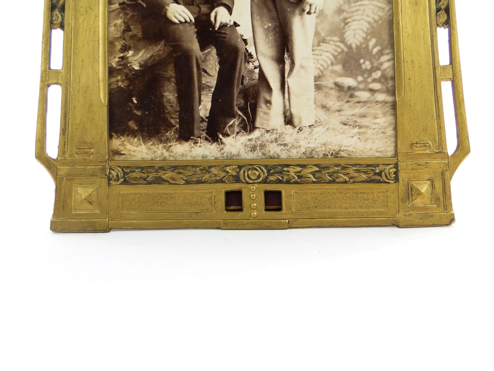 Photo frame Art Nouveau, golden, gilt pewter steel, Poland, early 20th c. - 31964