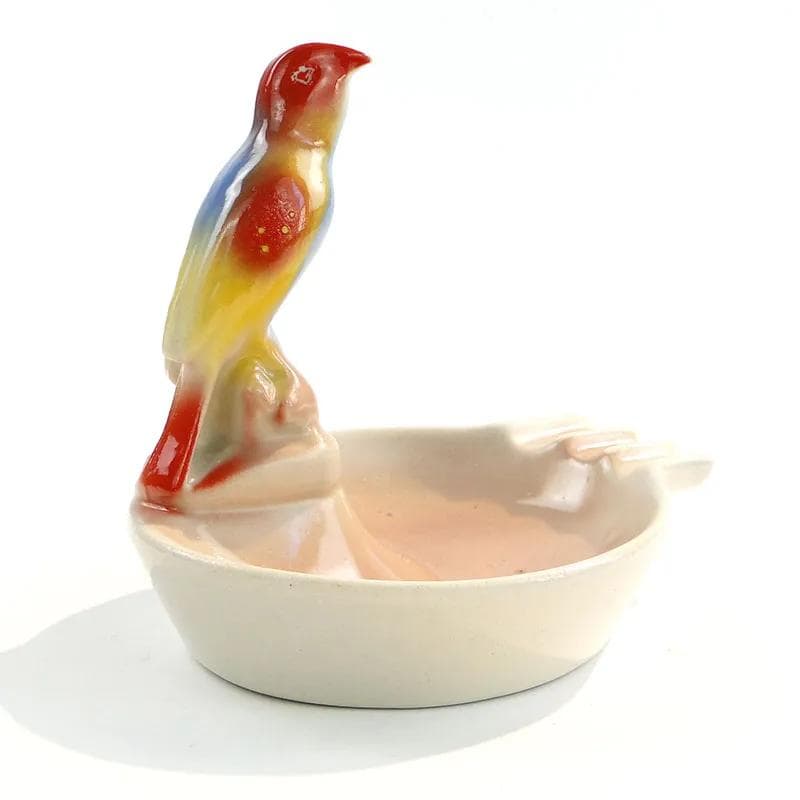 Popielniczka z figurką ptaka, multicolor, porcelit, Chodzież, Polska, lata 60. - 31928