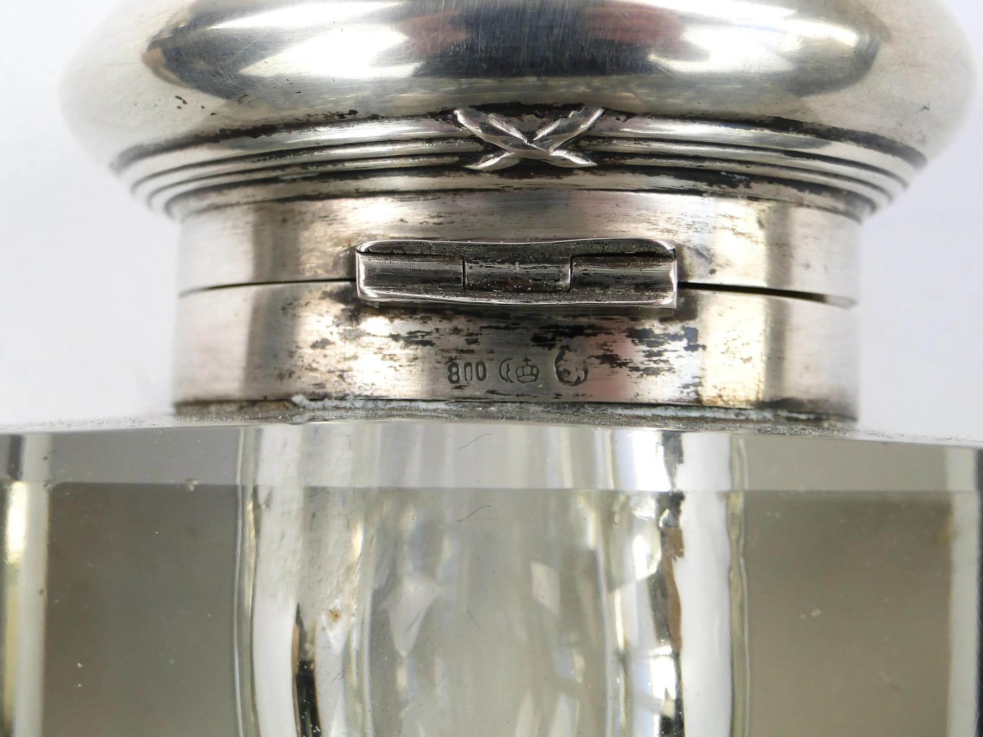 Kałamarz gabinetowy, transparentny kryształ, srebro, Niemcy, XIX wiek - 32139