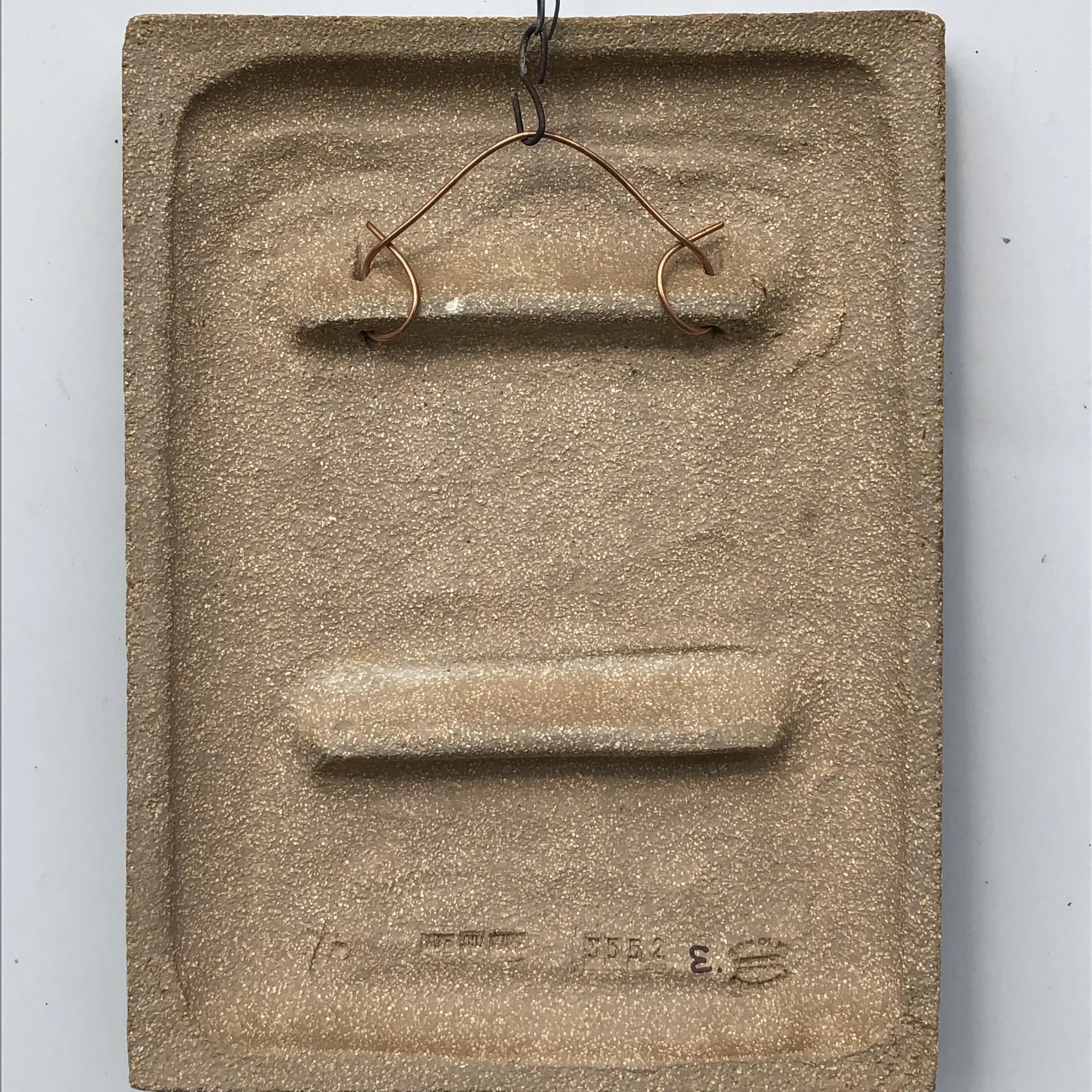 Plakieta ścienna, kamionka beżowy oliwkowy brązowy niebieski turkusowy, proj. J. Simon, Soholm, Dania, lata 60. - 32048