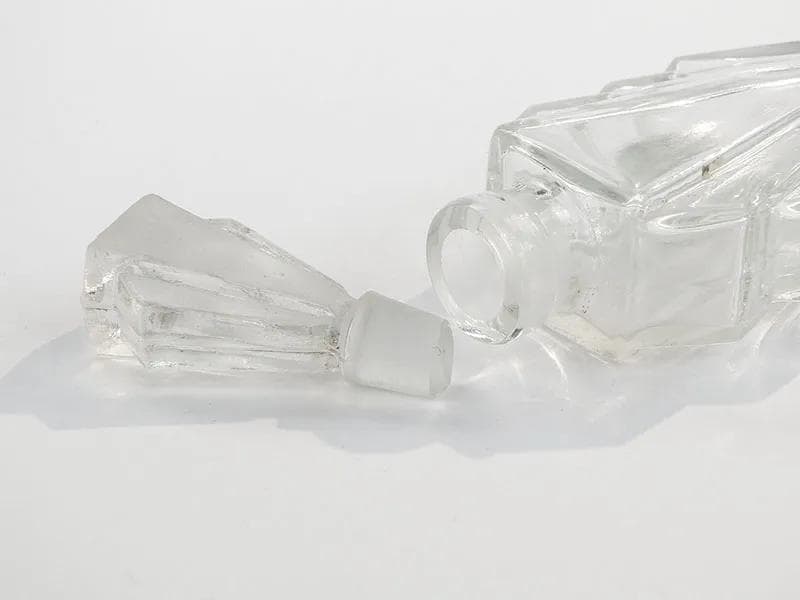 Perfume bottle Art Deco, transparent glass, Niemen glassworks, Poland, 1930s - 32093