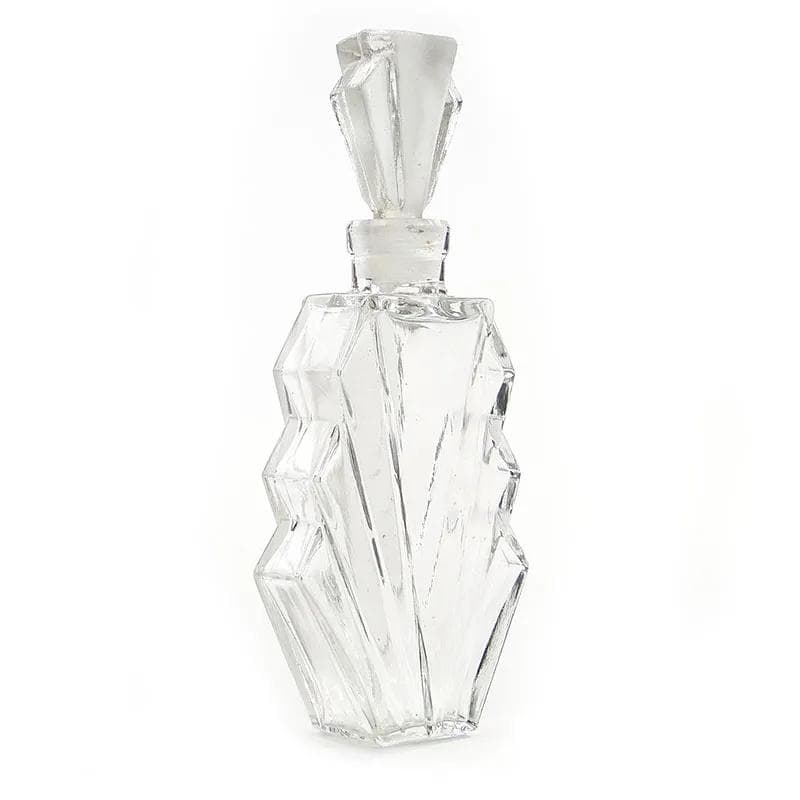 Perfume bottle Art Deco, transparent glass, Niemen glassworks, Poland, 1930s - 32092