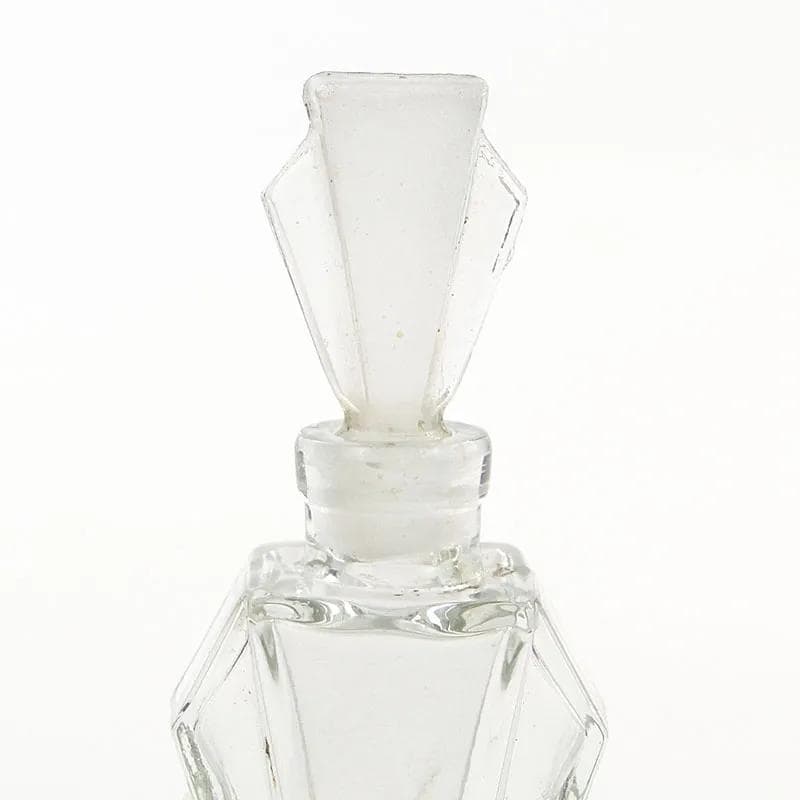 Perfume bottle Art Deco, transparent glass, Niemen glassworks, Poland, 1930s - 32091