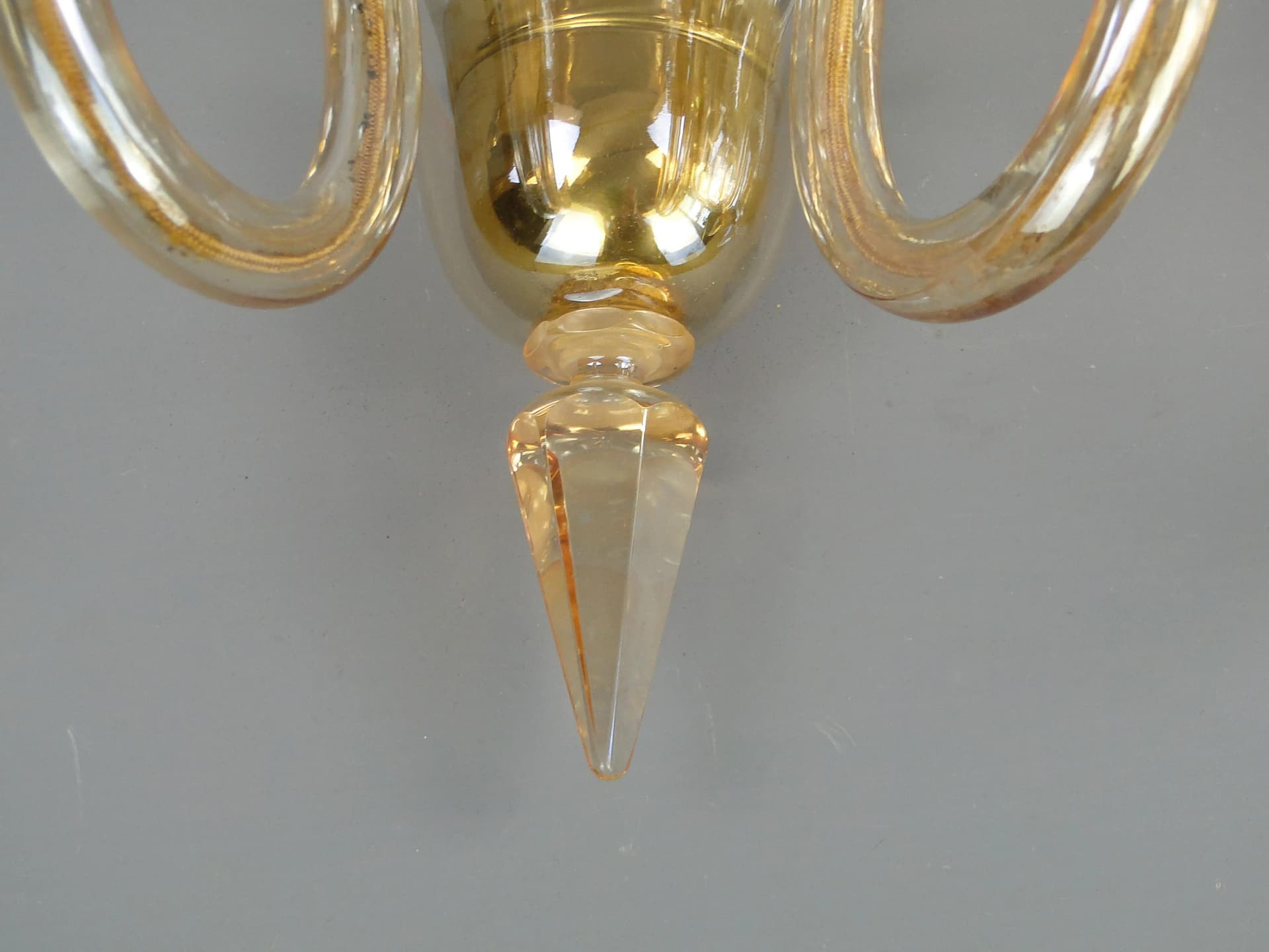 Pair of wall sconces, transparent crystal glass, Czechoslovakia, 1940s. - 32082