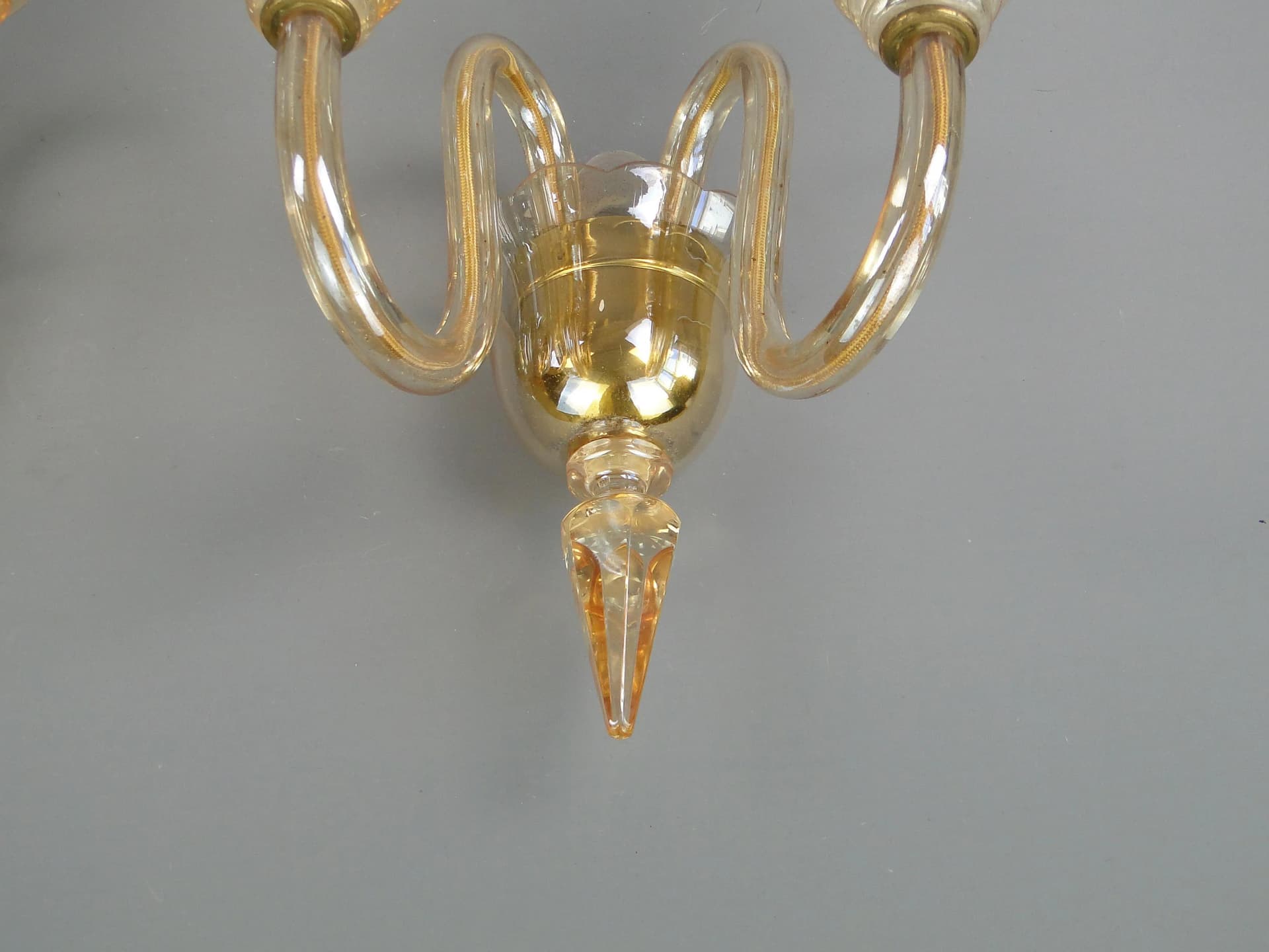Pair of wall sconces, transparent crystal glass, Czechoslovakia, 1940s. - 32084